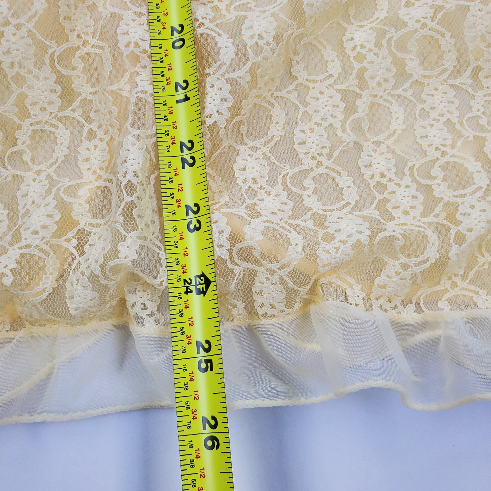 VTG 50s 60s Sears Roebuck Co Yellow Lace Chiffon Vest Peignoir Sheer Lingerie M