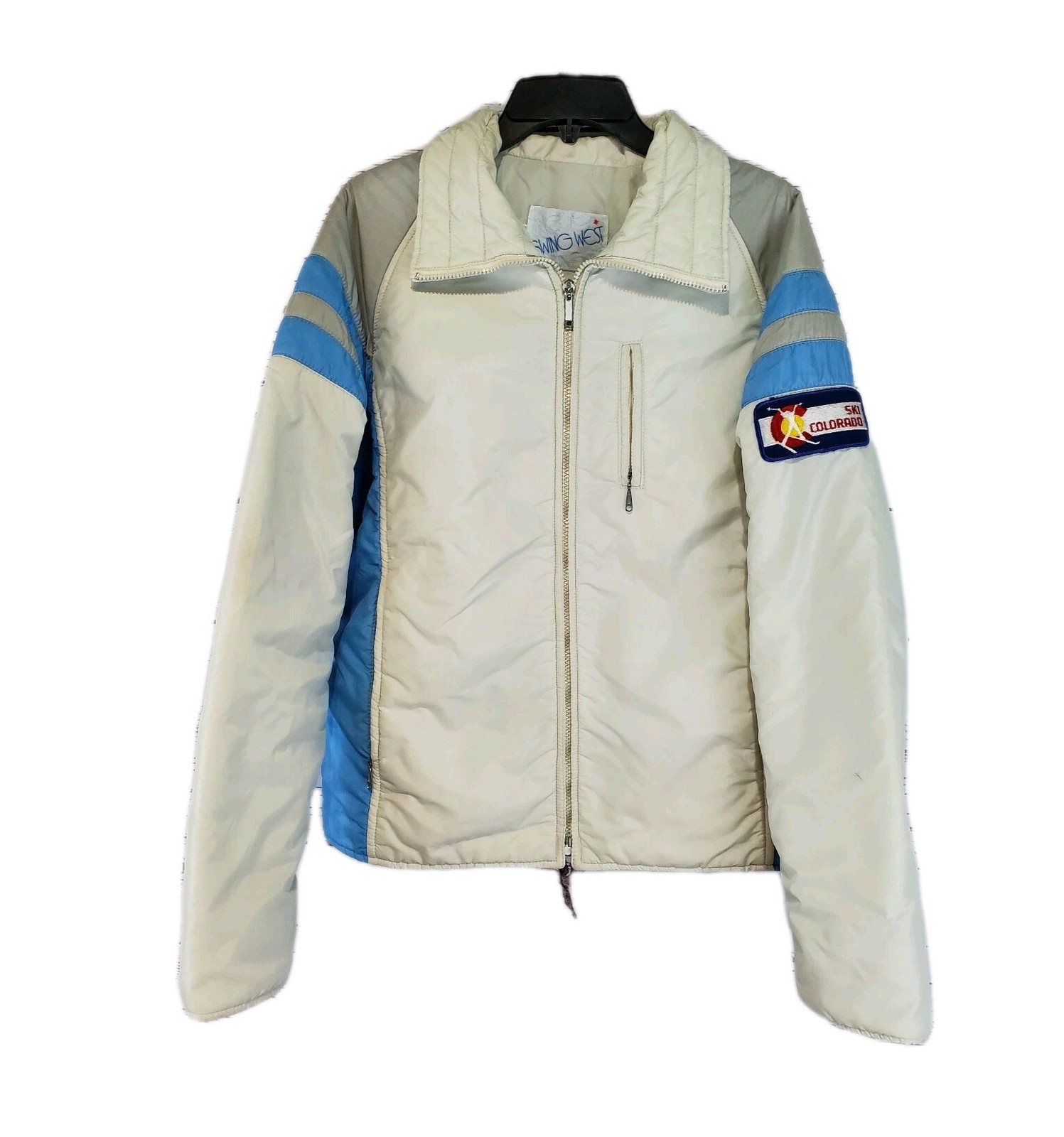 Vintage 80s Baby Blue and White Swing West Puffer Ski Jacket
