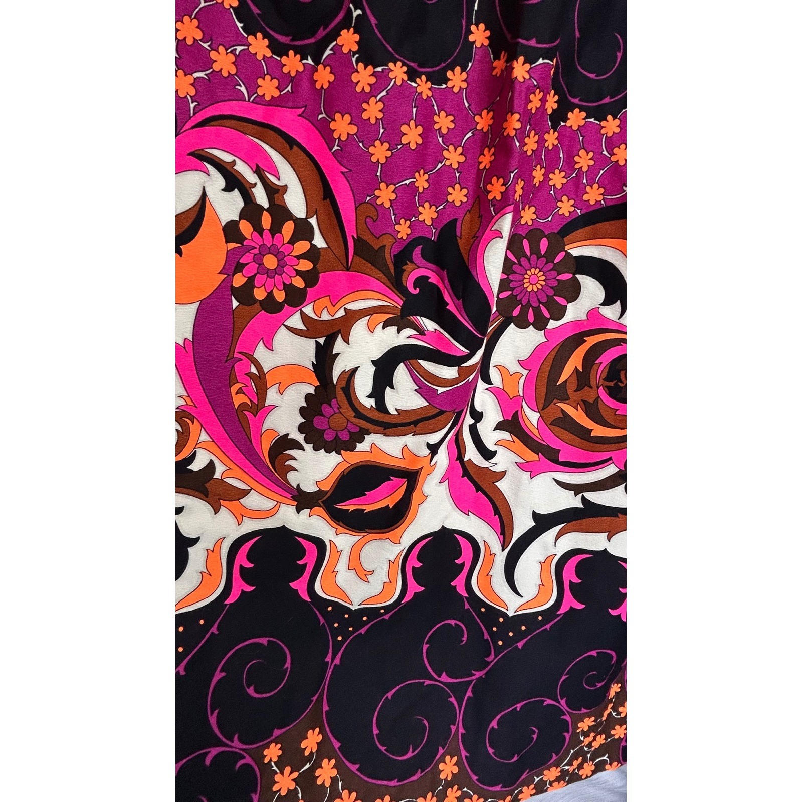 Vintage Society 70s Psychedelic Floral Maxi Skirt Barkcloth Cotton NWT Boho