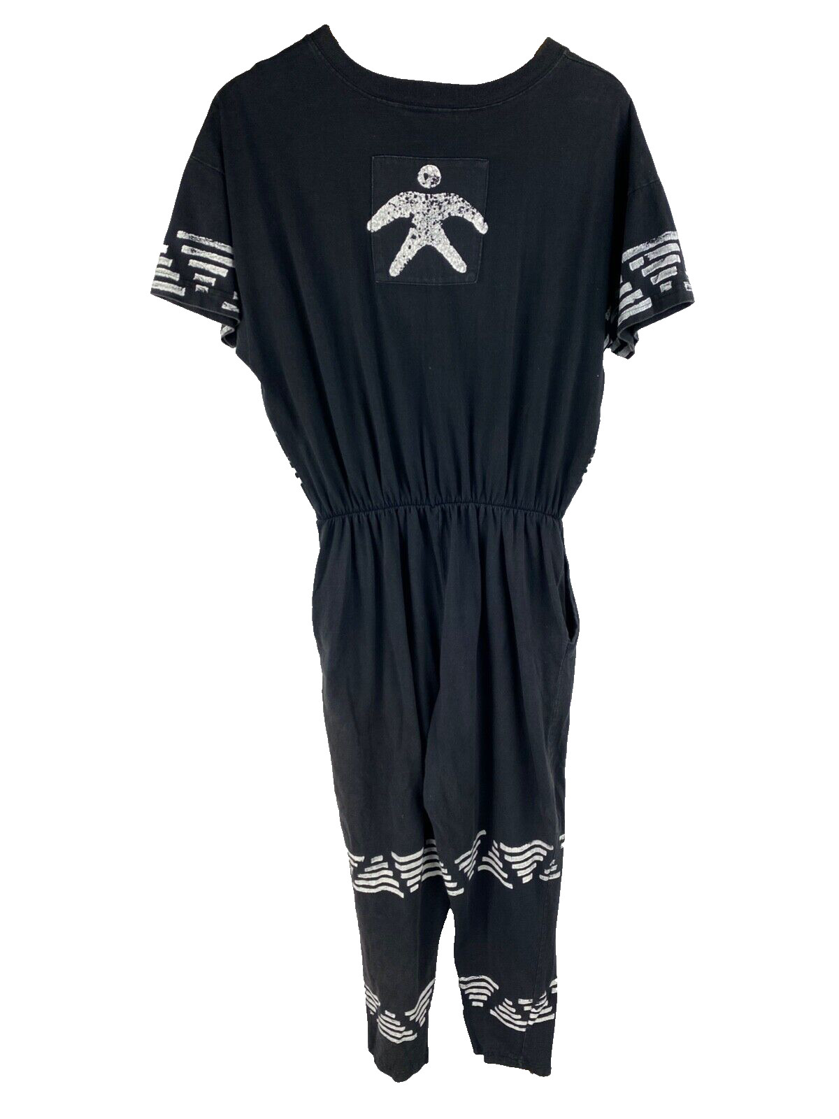 80s Vtg Inventions L.A. Express Printed Jumpsuit Black Art to Wear Abstract