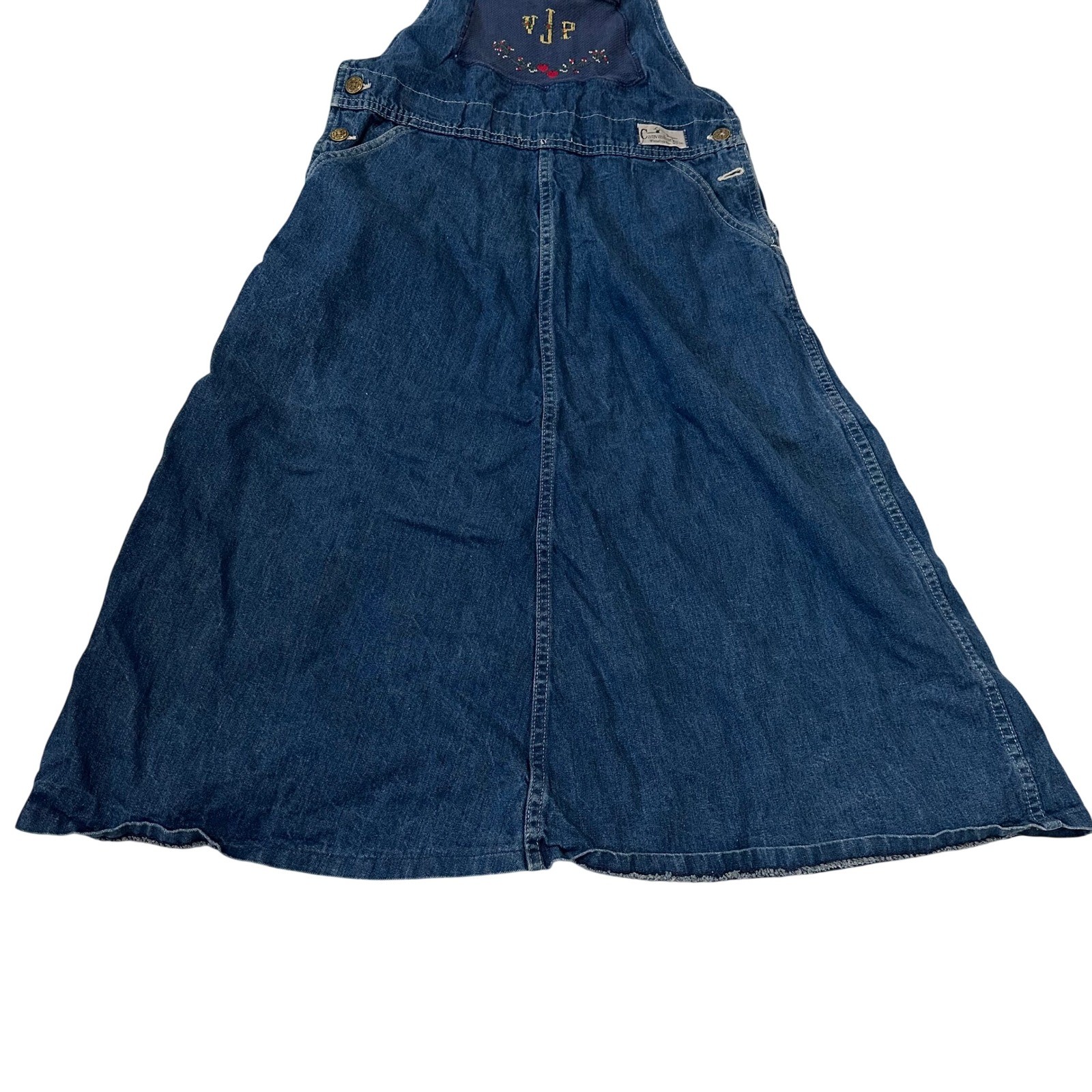 Vintage OshKosh Bgosh Canvasbacks Denim Overall Dress Embroidered VJP Size 11