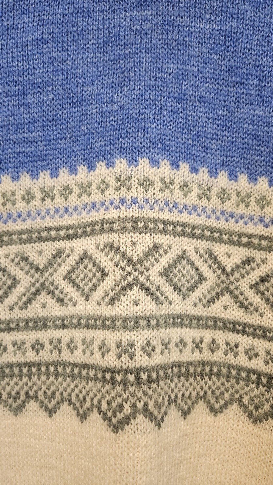 Vintage Jersild 60s Nordic Blue Fair Isle Sweater Womens XL Wool Blend Knit Ski