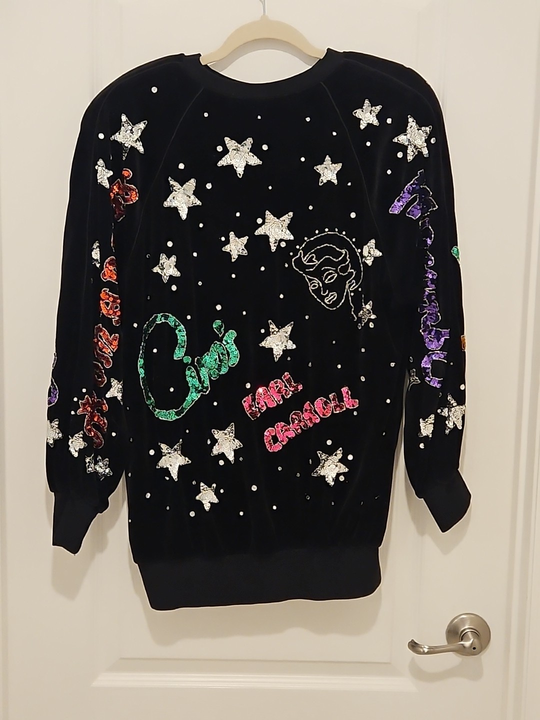 Vintage 80s Bonnie Boerer & Co Velvet Sequin Hollywood Nightclub Sweatshirt L