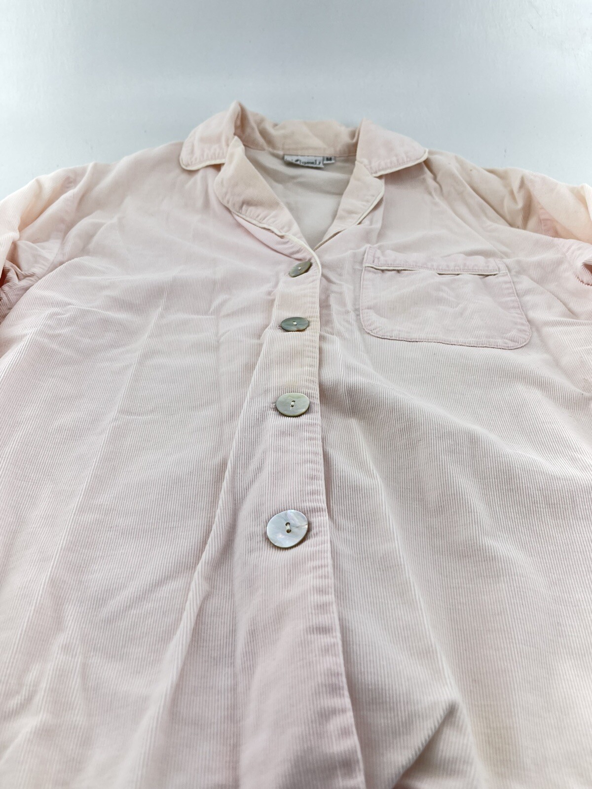 Women’s Pink Kiyomi Corduroy 2 Pc Pajama Set size Med Drawstring Pant Button Top