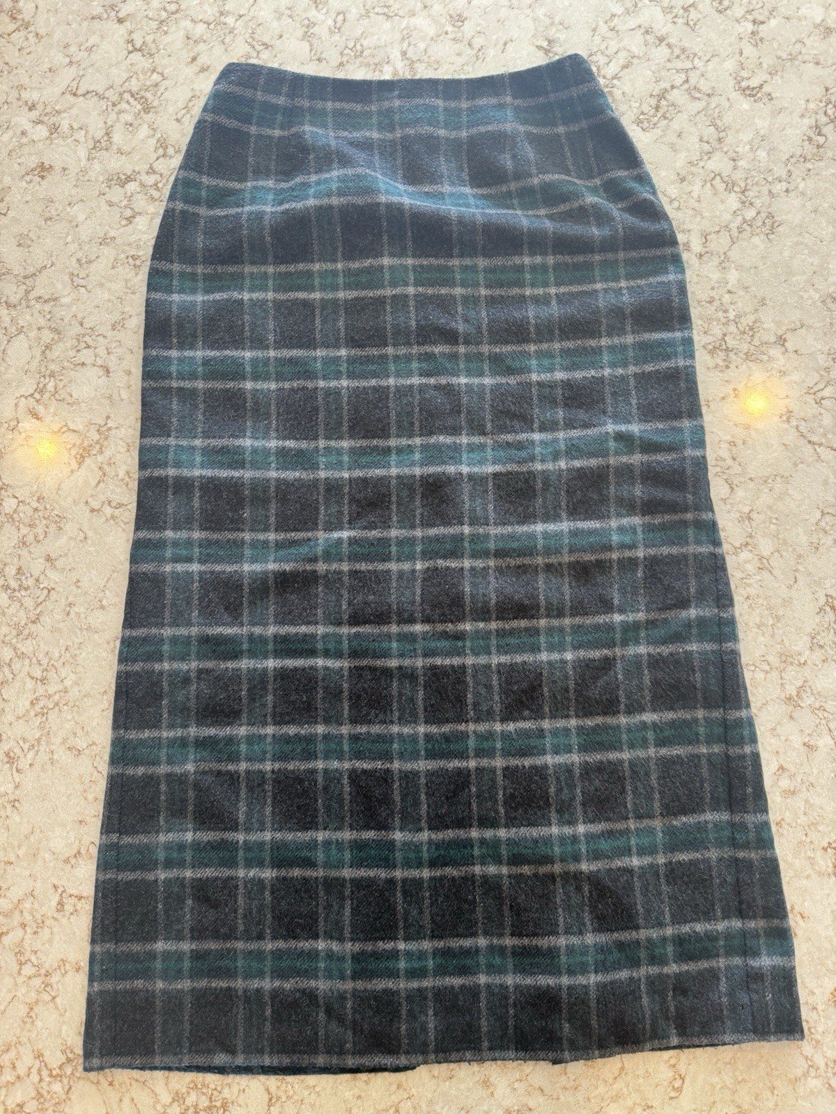 Nine Co 90s Maxi Skirt Green Plaid Tartan Preppy Academia Y2K Wool Blend Long 6