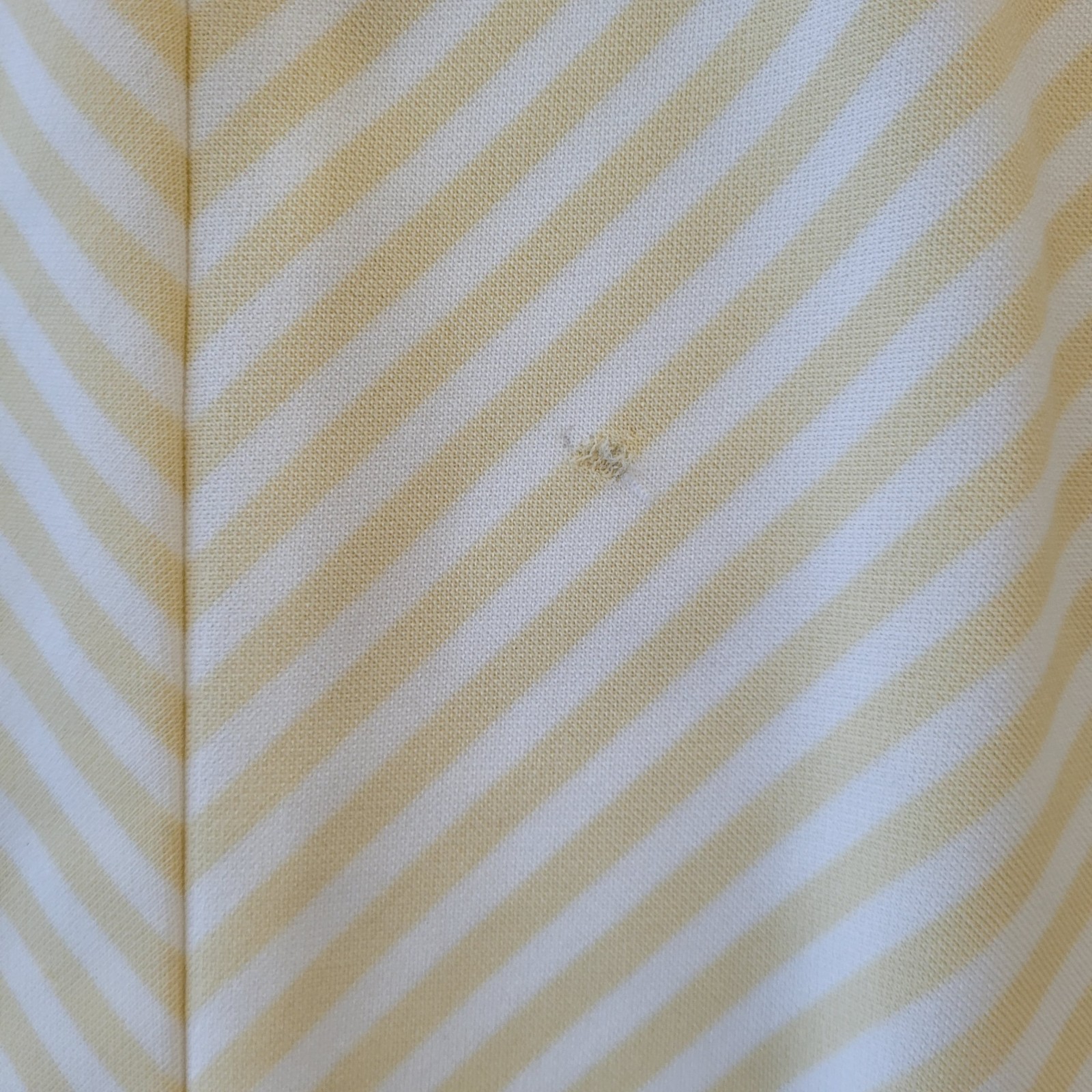 VTG Fit Flare Dress M Butter Yellow Ivory Stripe Pockets Stretch USA Retro Comfy