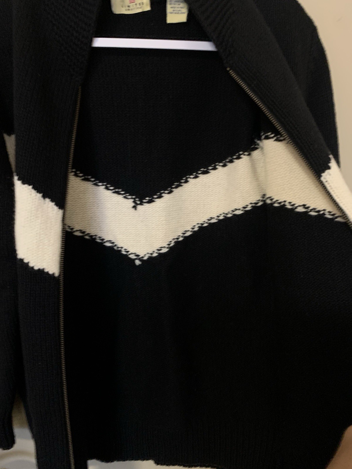 Vtg Limited America Knit Lambswool Black & White Sweater Size M Made In Italy
