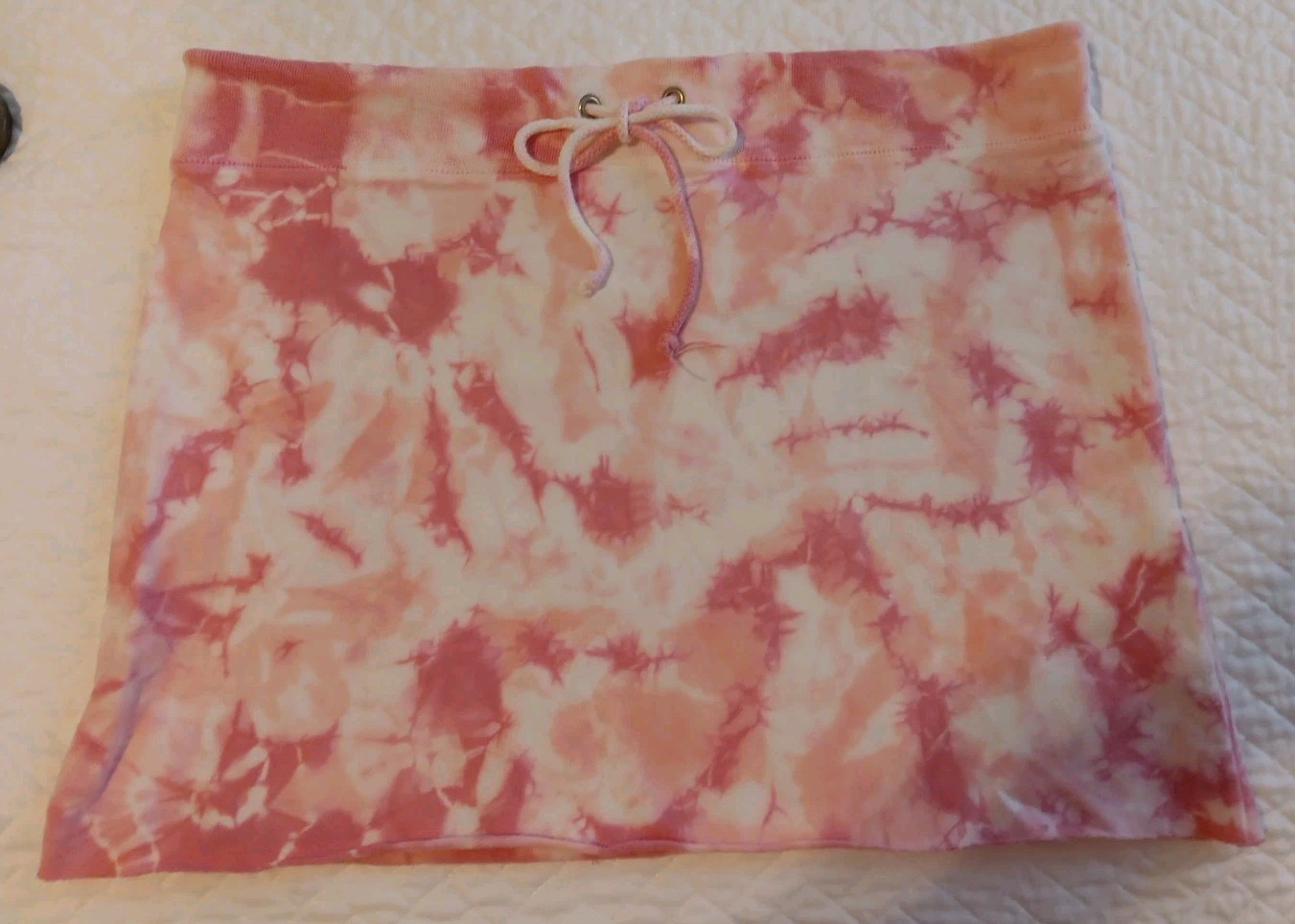 Vintage 90s Y2k Pink Tie Dye Mini Skirt Large Cotton Knit USA made Red Boy EUC