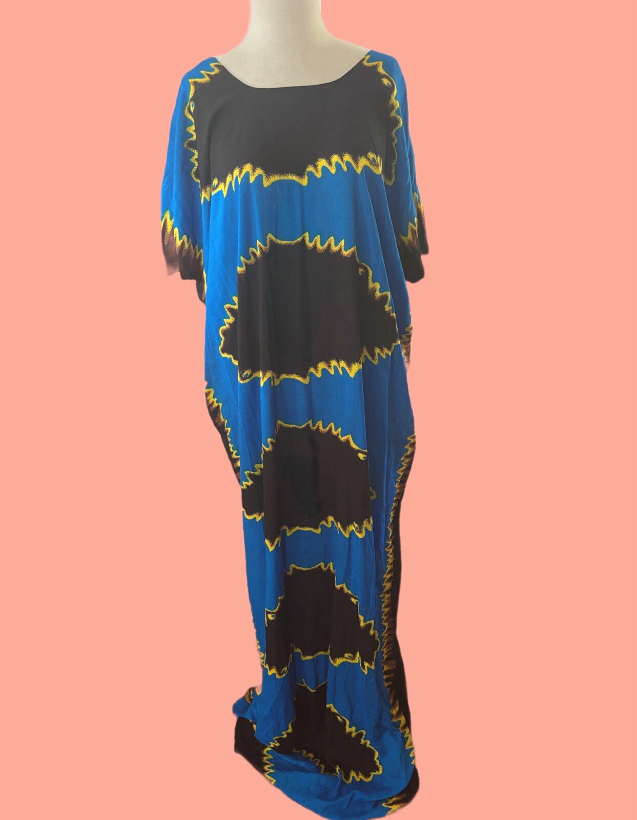 Bold Print Kaftan Unisex Maxi XL Tall Vintage