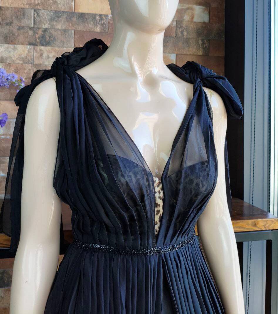Vintage Silk Layered Evening Dress on Leopard Base Collection 2008 Size 1