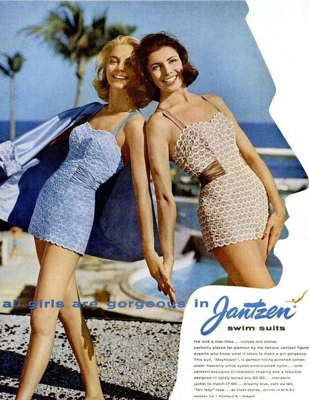 Documented Vintage 1950s JANTZEN Pinup Blue Romper Playsuit Embroidered Eyelet