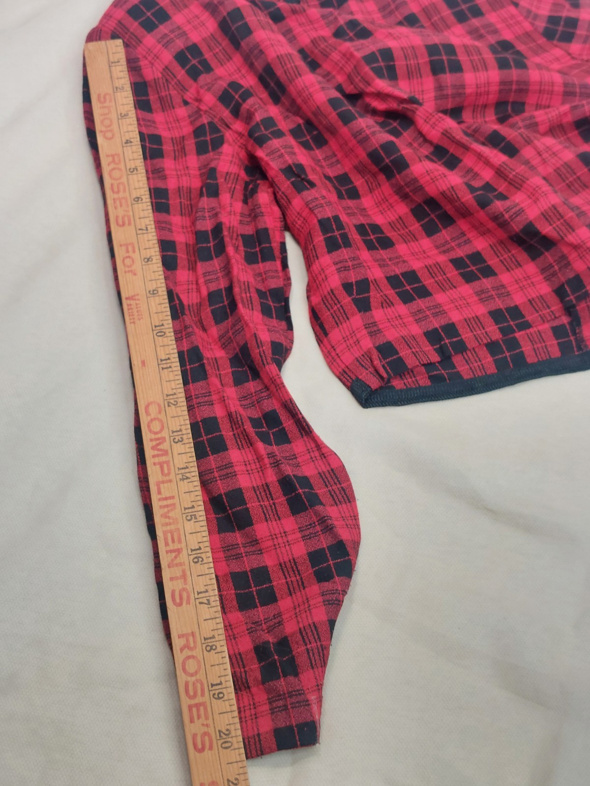 True Vintage 80s 90s Red Black Plaid Crop Top Long Shirt Grunge Y2K Academia
