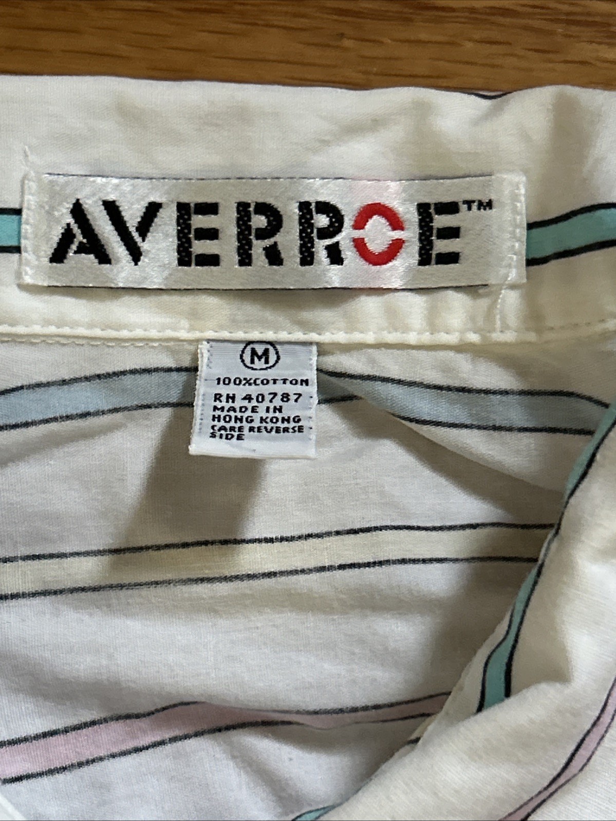 Vintage Averroe Medium Women’s Shirt 100% Cotton Striped Pastels 80’s Candy Vibe