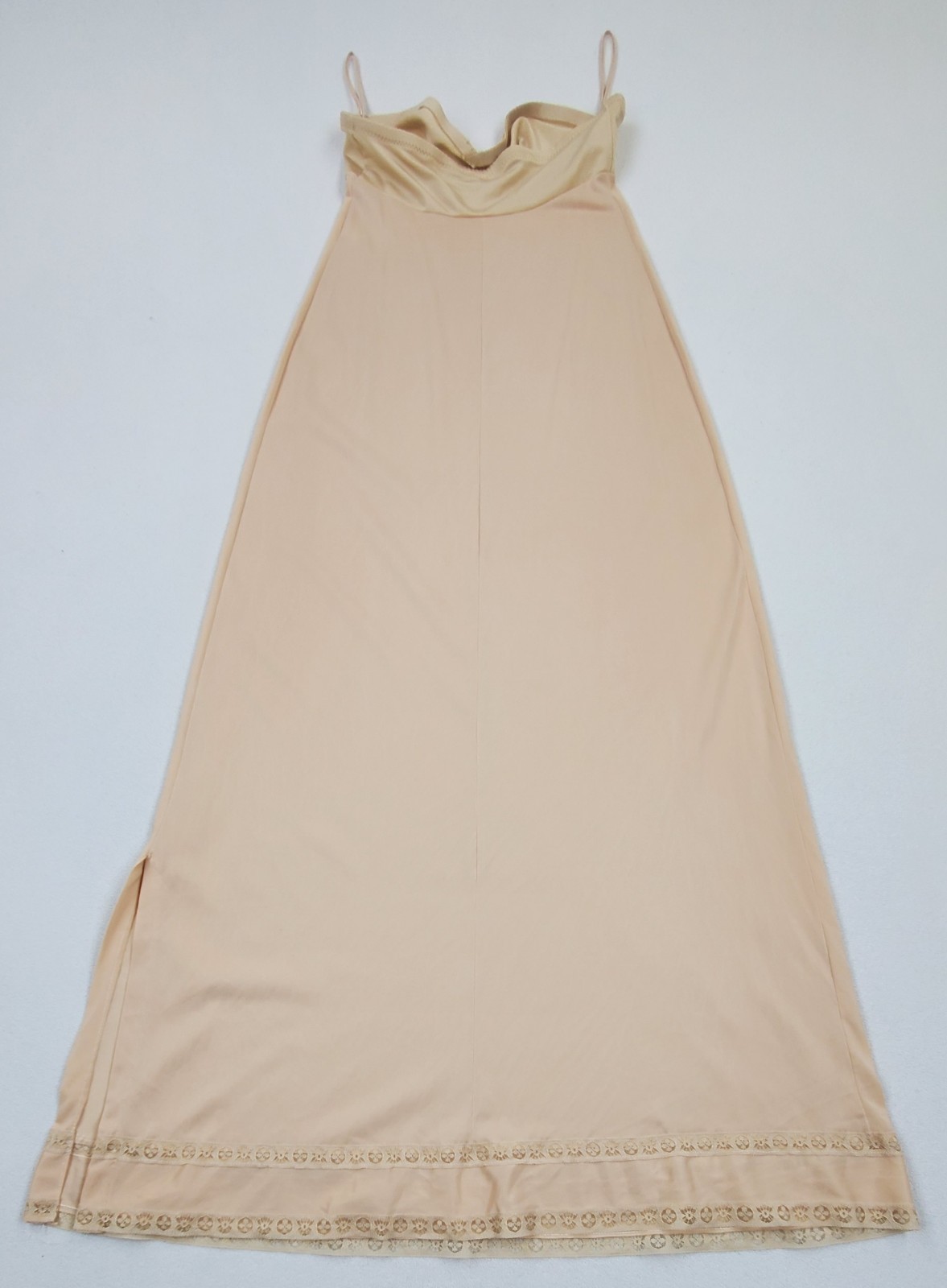 VTG 60s Gossard Artemis Neutral Beige Nude Strapless Long Slip 32 Union USA Made