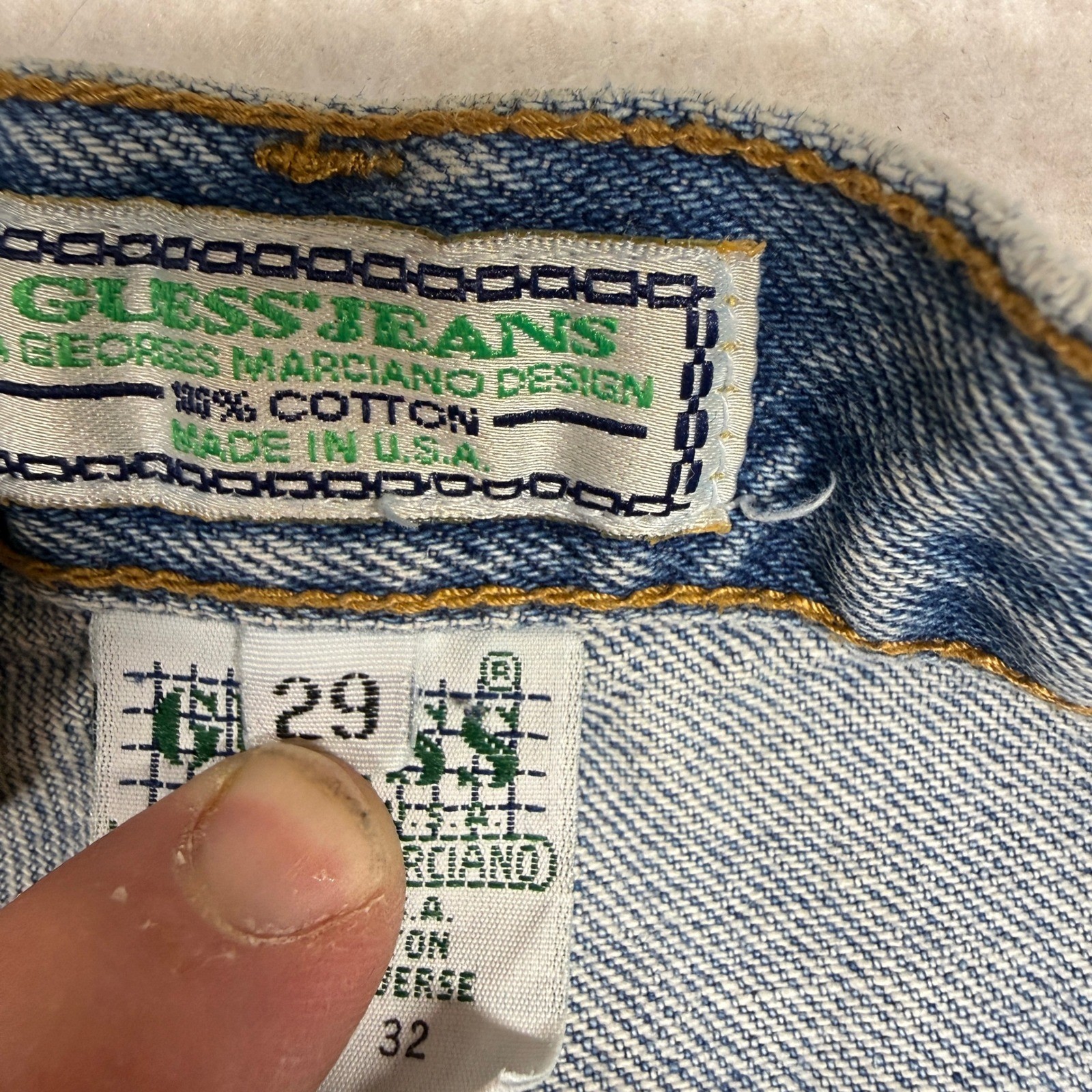 Vintage Guess Jeans Georges Marciano High Waisted Straight Leg Blue Denim 29×32