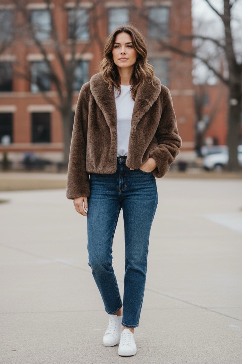 Vintage 1960’s Faux Fur Borgana Borg Deluxe Cropped Brown Jacket Coat USA