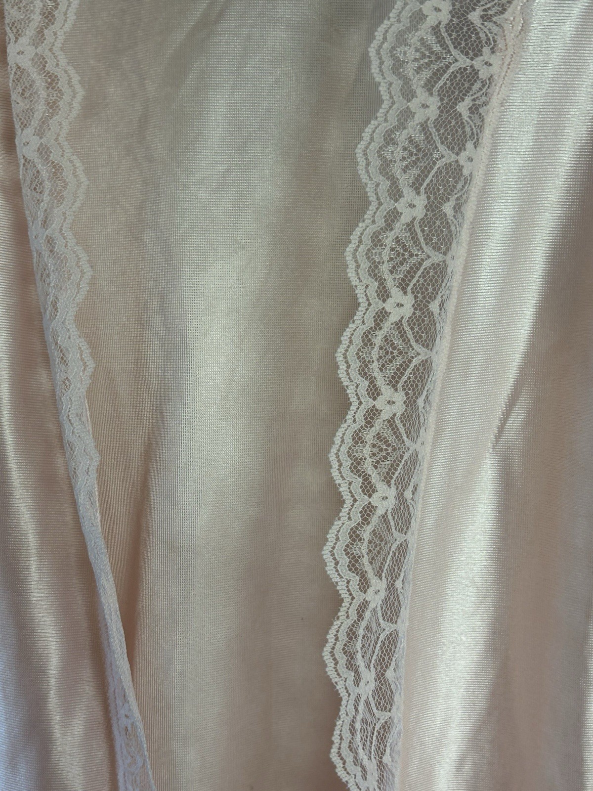 Vintage Pink Lace Trim Short Robe Belted Dreamwear Lingerie Made In USA Size L