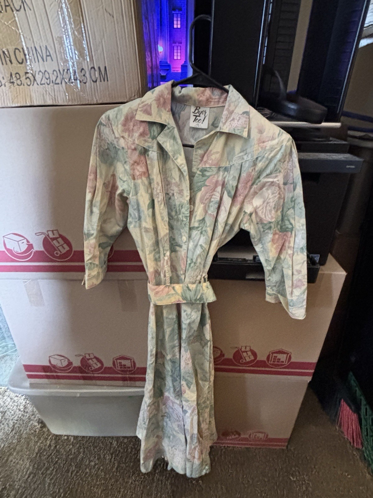 Byer Too! 1980s Floral Shirt Dress Juniors Size 3 100% Cotton Style 57-602