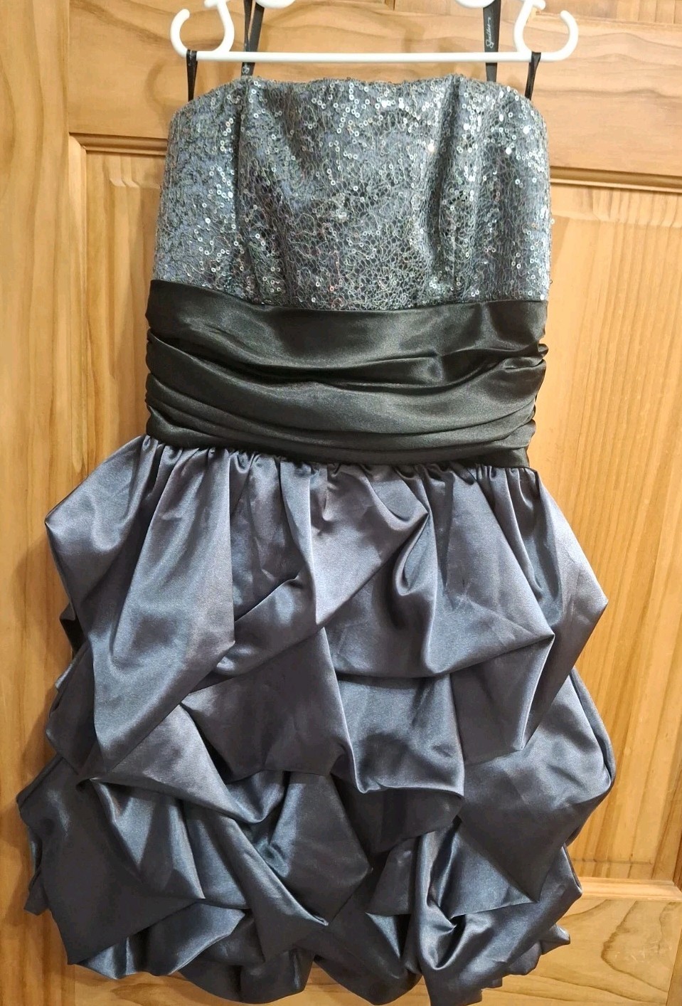 Vintage Speechless Strapless Dress 7 Black/Grey With Sequined Bodice Party/Prom