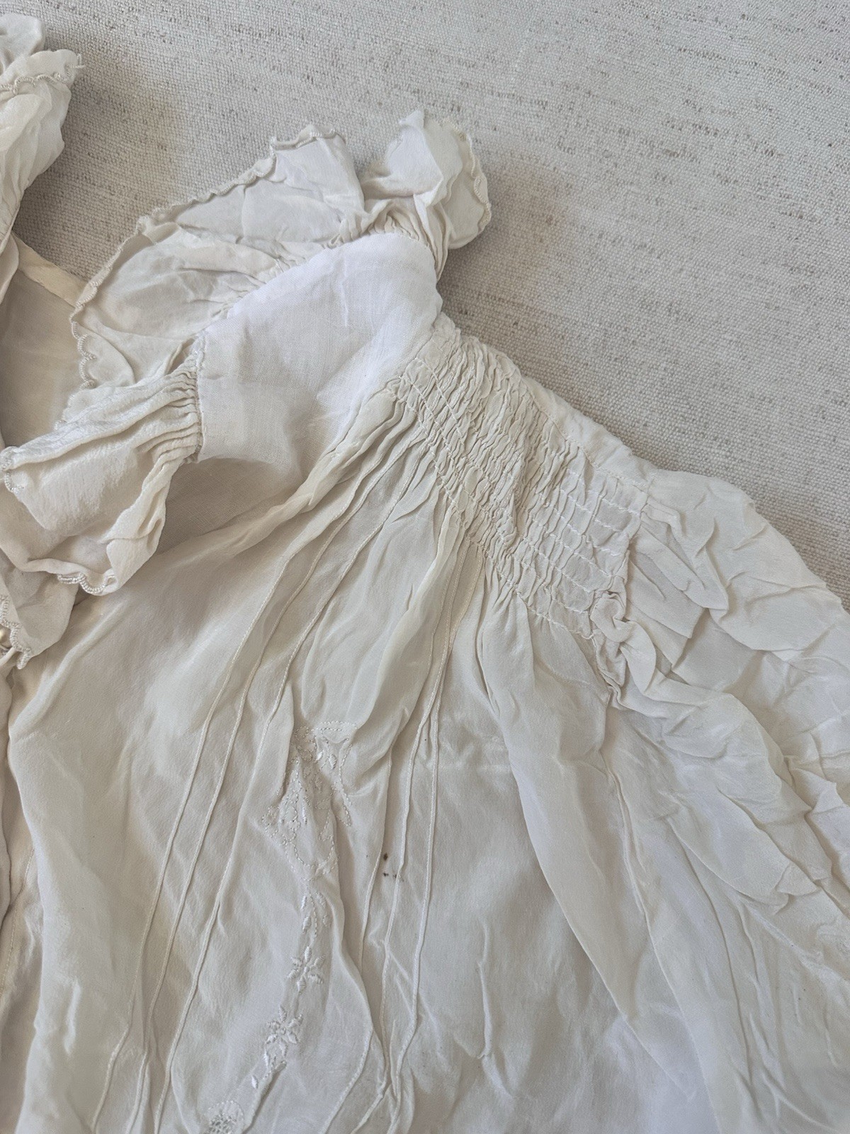 Lot 4 Antique French Silk Rayon Cotton Dress Blouse Resale Xs S M