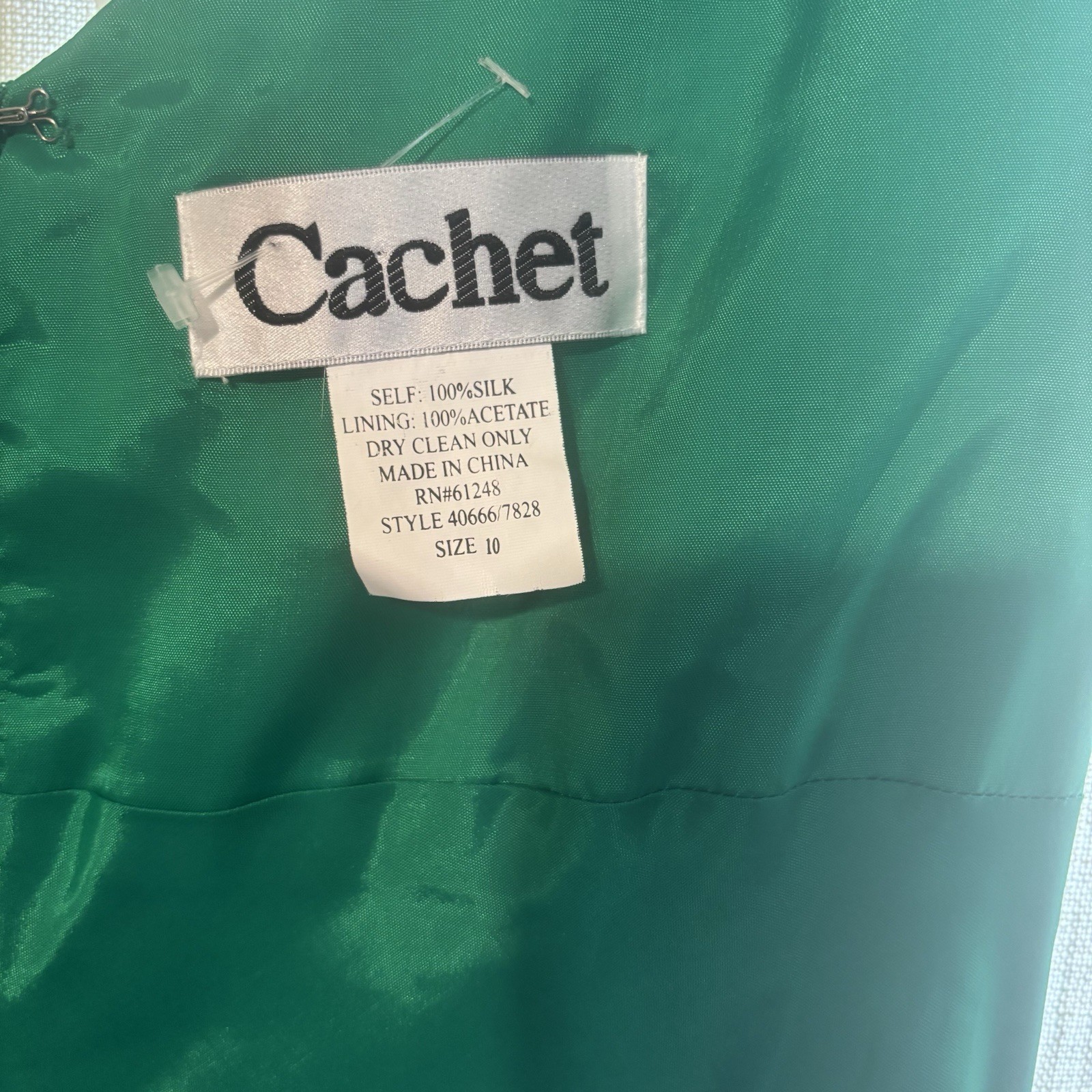 Cachet, Vintage , Green Dress , Silk, Refer To Pics For Inf And Measurements.