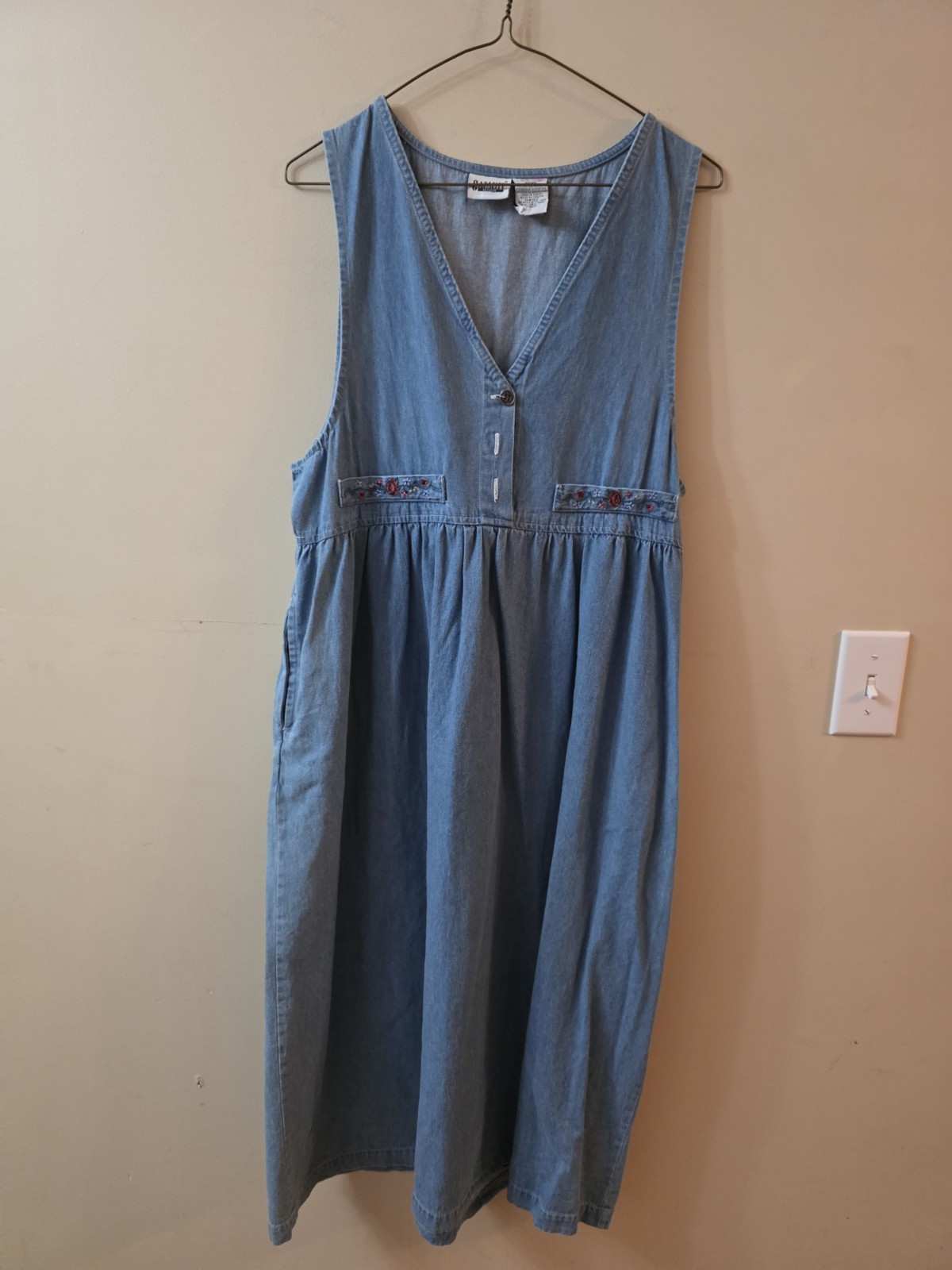 Vintage 90s Denim Capacity Overalls Cottage Boho Jumper Jean Dress Petite Medium