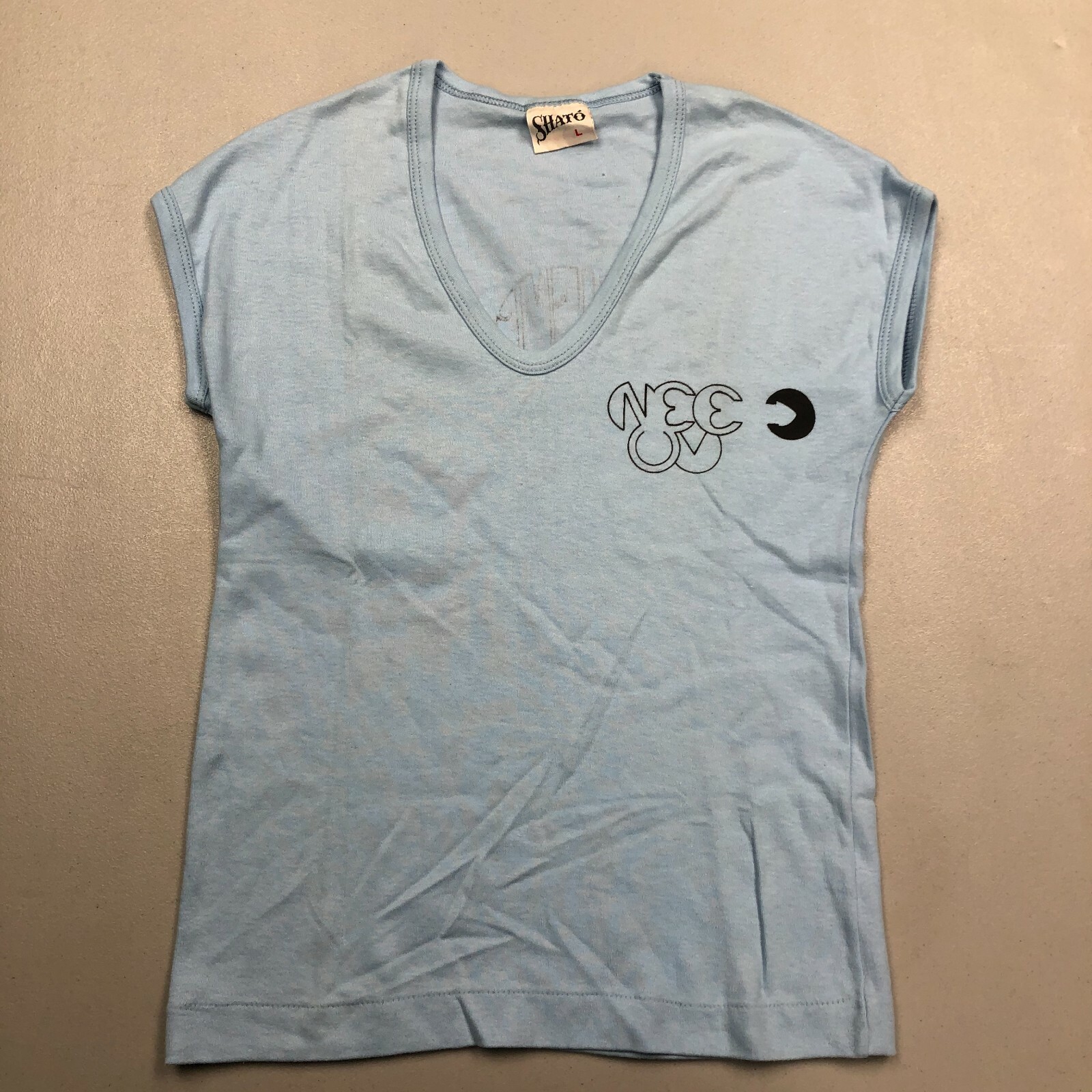 Vintage Shato Acapulco Double Sided Single Stitch Sleeveless Large Blue T Shirt