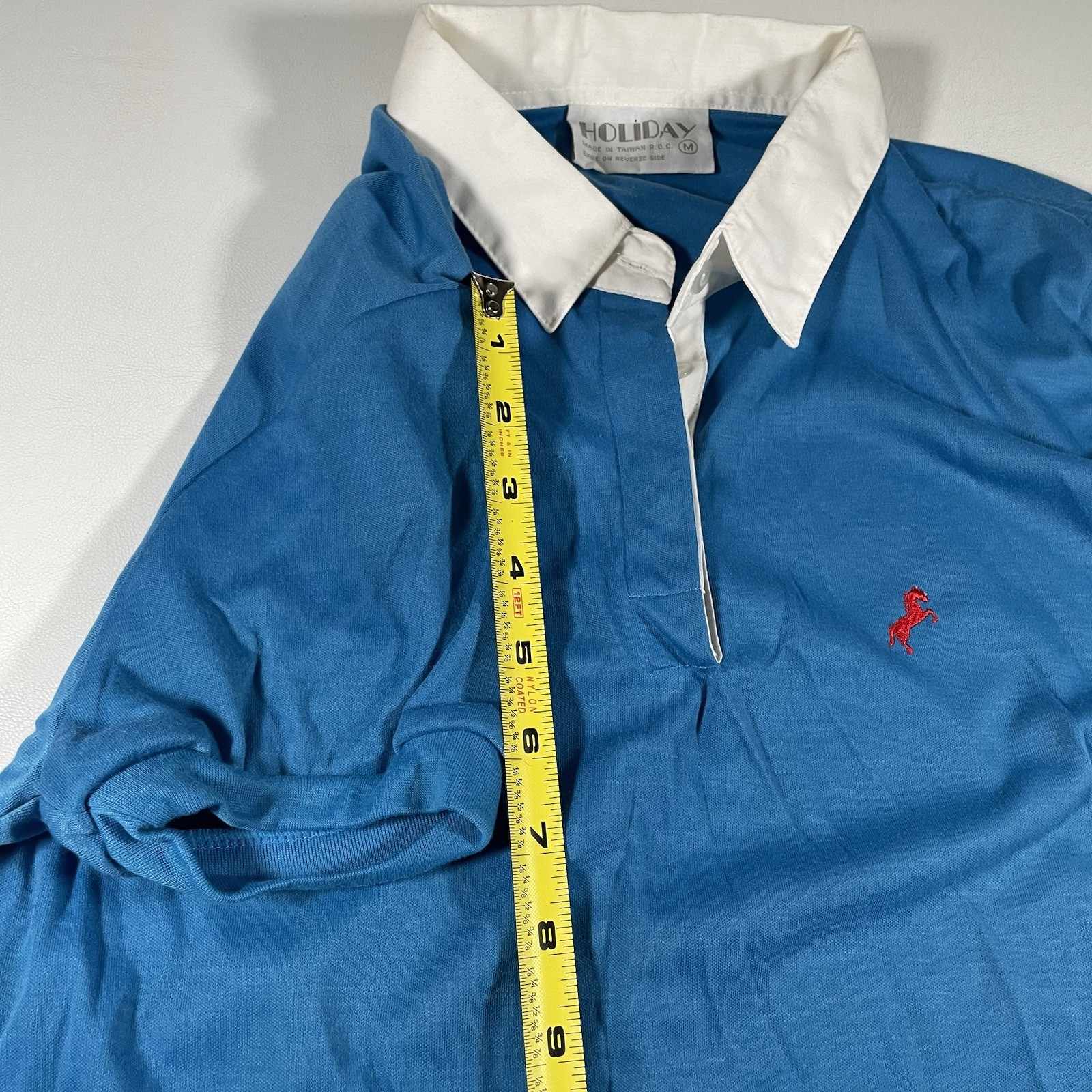 Vtg 70s Holiday Brand Womens Polo Shirt M Horse Graphic Logo Sears Sportswear