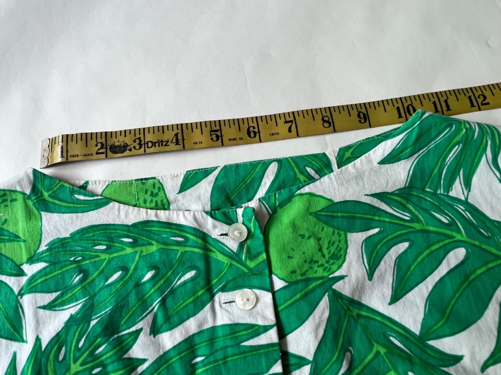 VTG 60’s Ruth Clarage Green Palm Leaves Lime Print Tunic Resort Sleeveless Top M