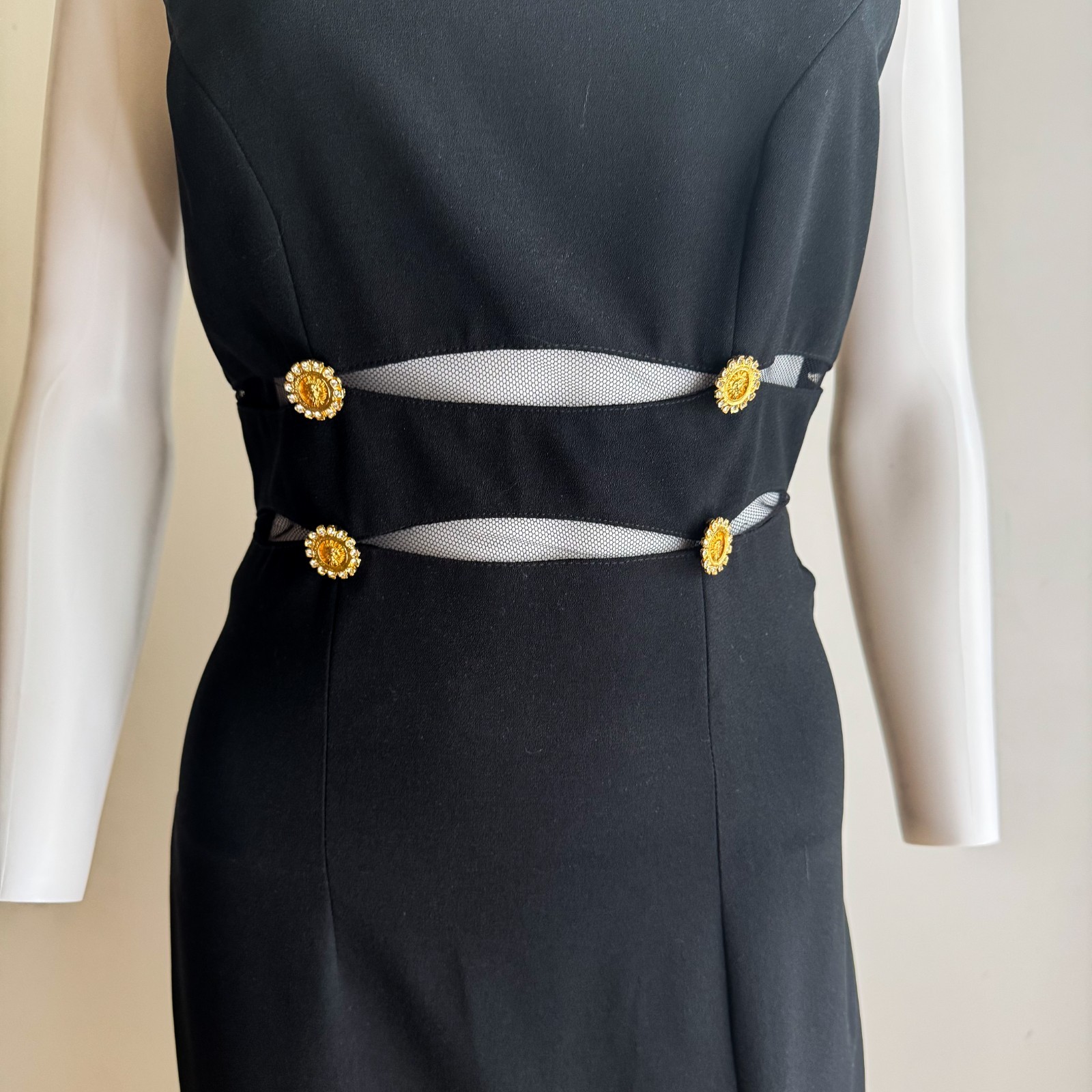 Vintage 90s Black Gold Accents 90s Designer Inspired Gown 6