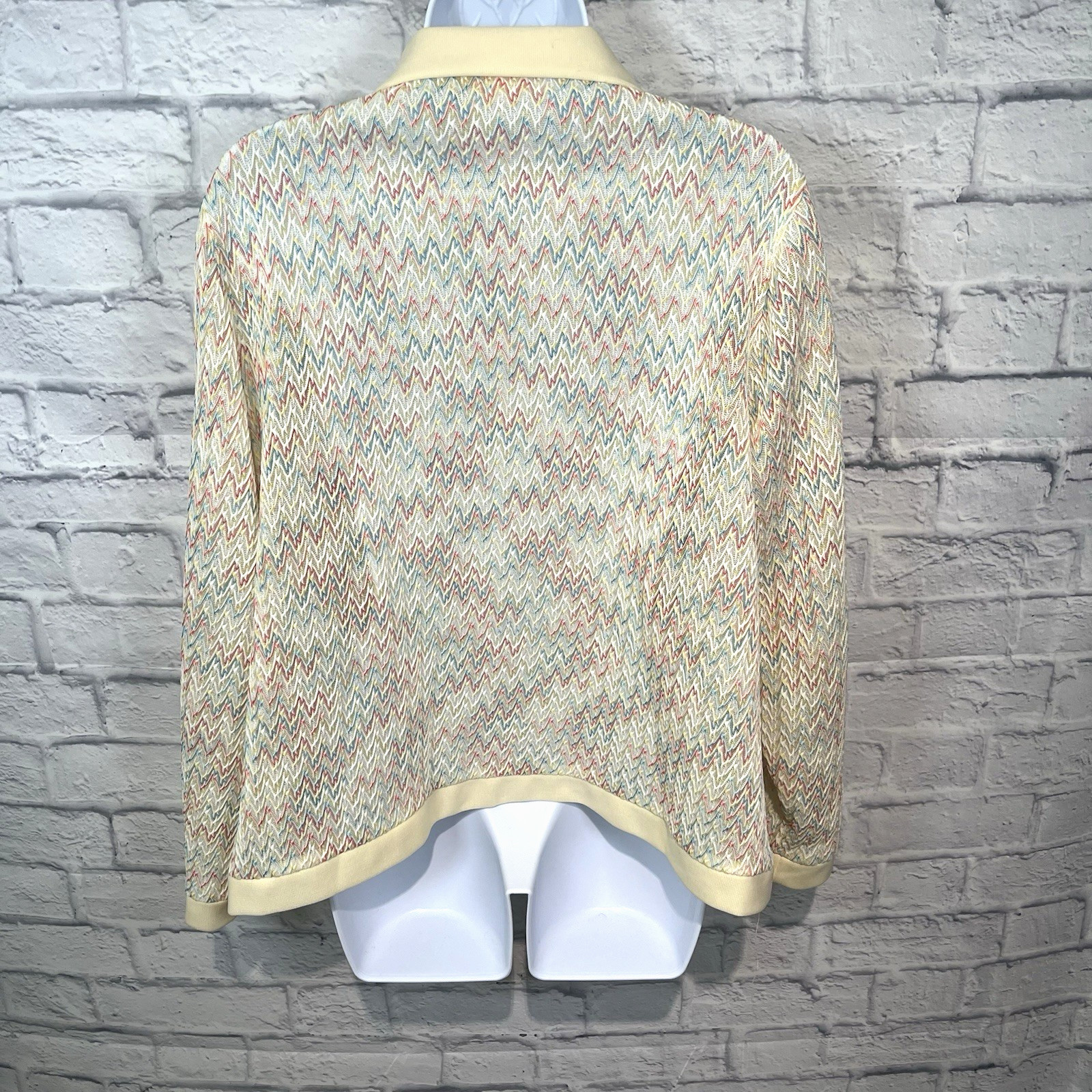 Vintage Preferred Fashion 2 Piece Dress &Jacket Set Yellow Chevron Knit M/L 80’s