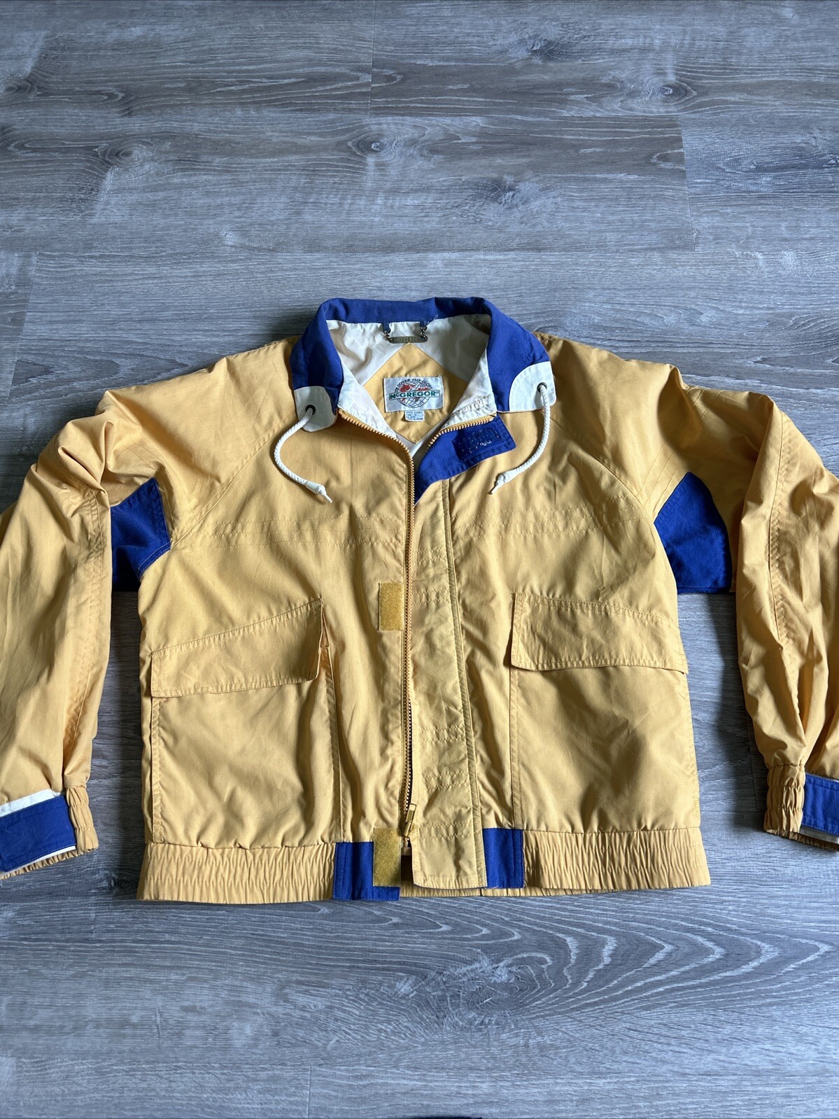 VTG ~ 1980s ~ McGregor Anti-Breeze Yellow & Blue Bomber Style Windbreaker Sz. S