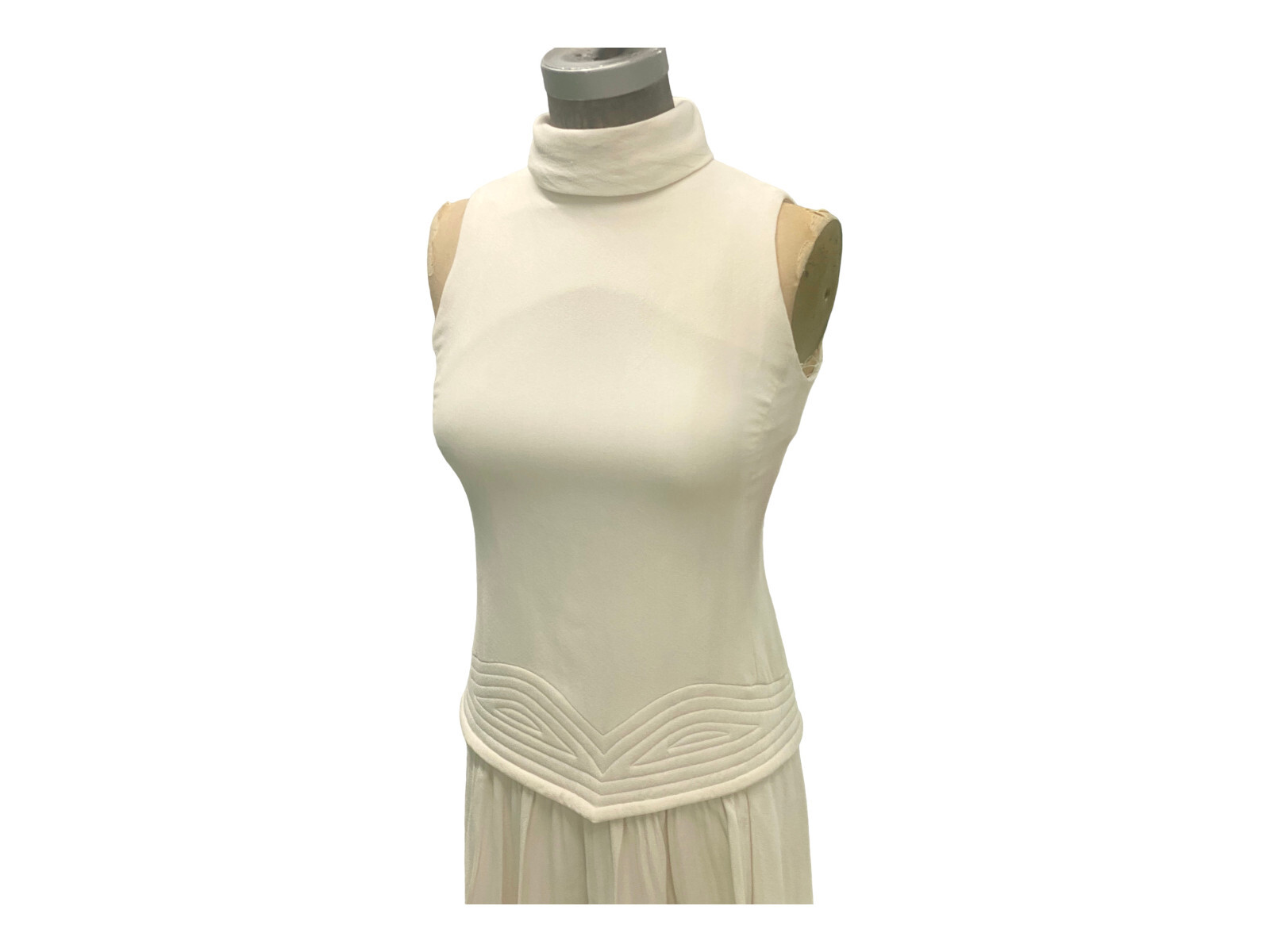Vintage Mr Mort By Stan Herman Cream Sleeveless Maxi Dress NOS Small/ Med
