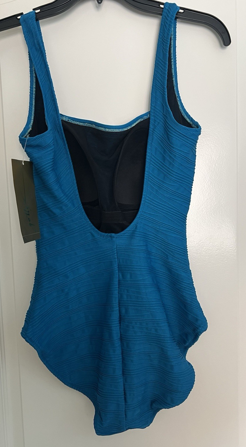 Gottex Swimsuit New Tags High Cut One Piece Lined Blue Vintage Ruched Size 14