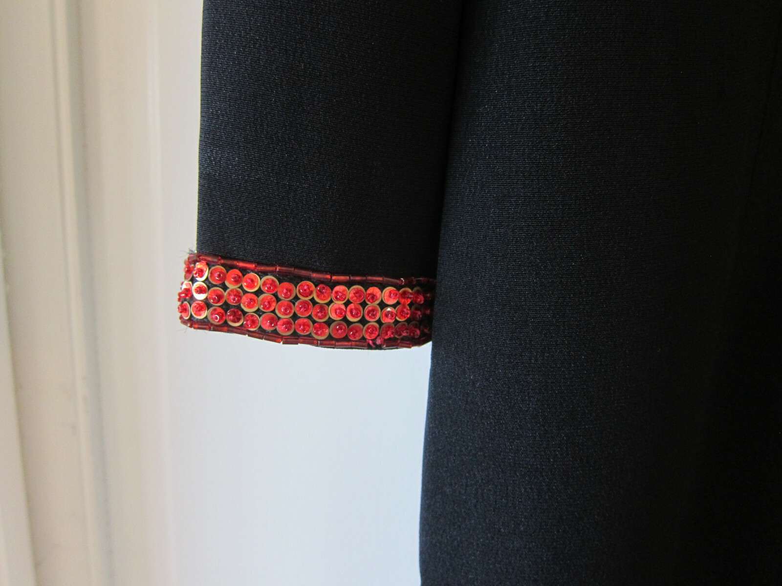 Vintage KATHRYN DIANOS evening sheath dress with ornate accent trim – hem undone