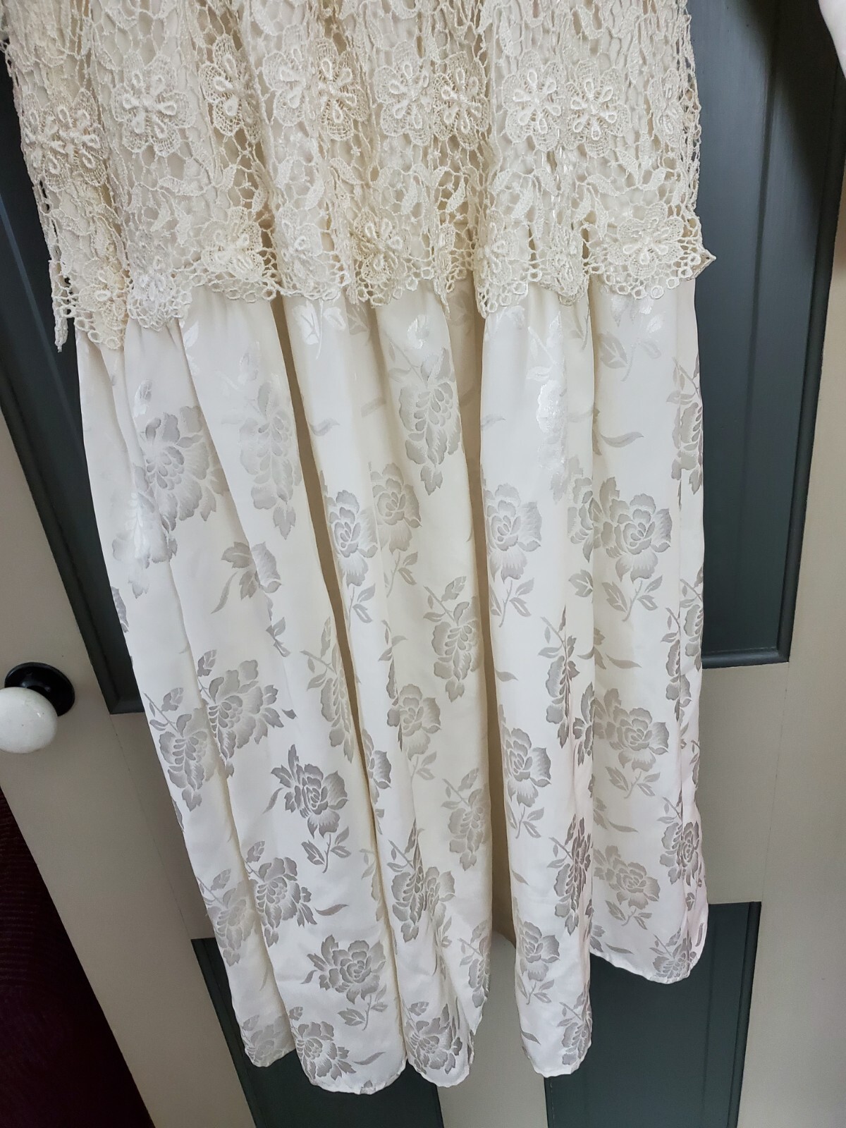 John Roberts Vintage 1980’s Brocade Satin Lace Style Dress Size 12