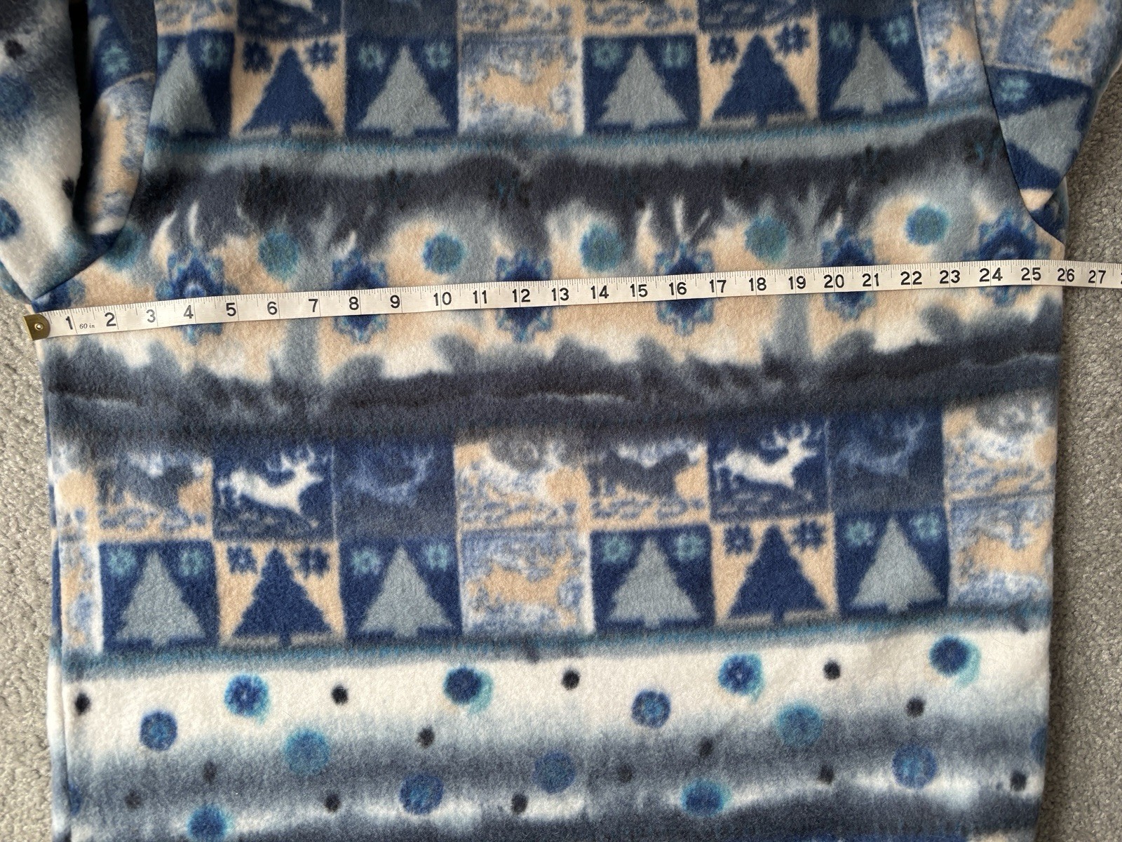 Vintage Lavon Sport Blue Pattered Fleece Pullover Size Large