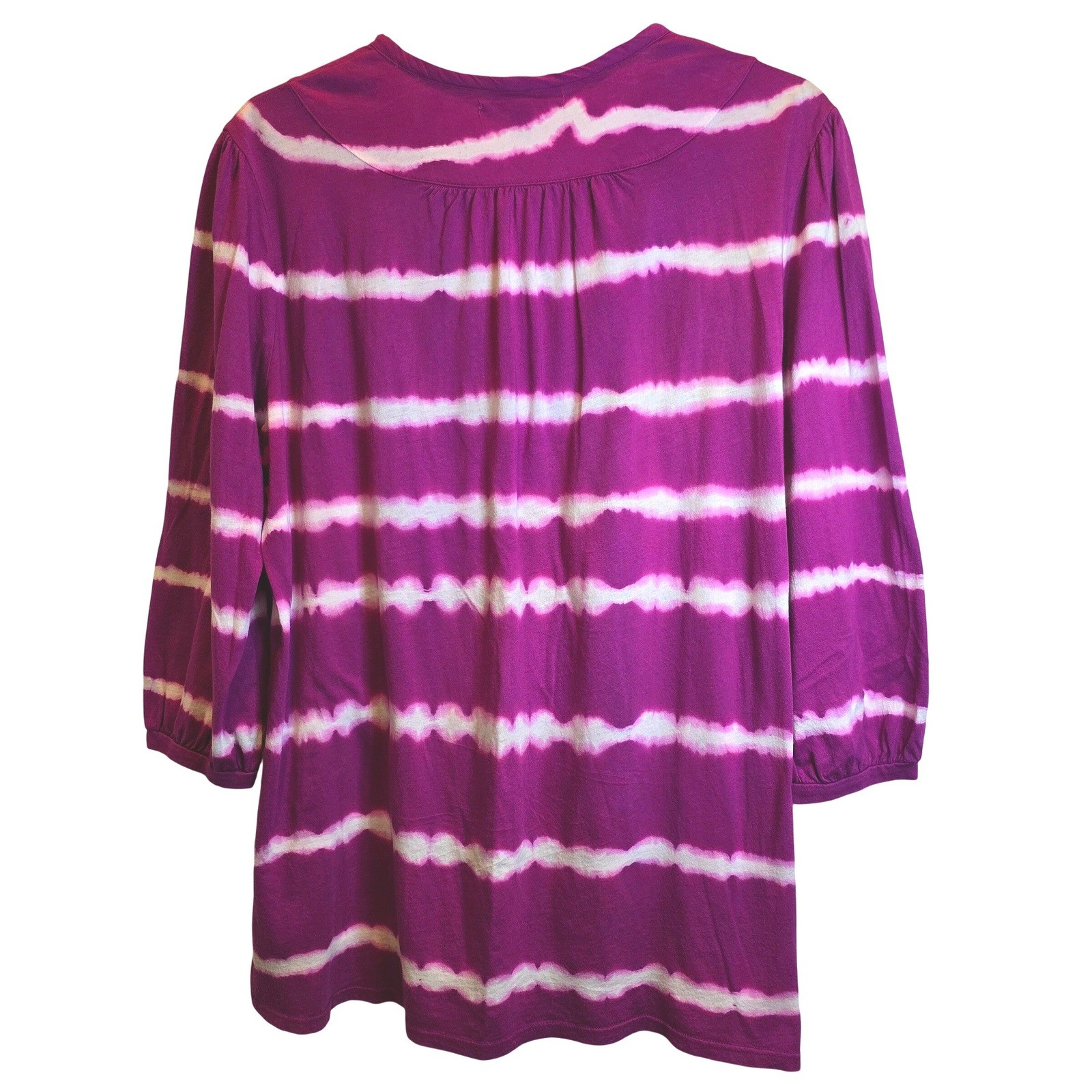 VTG Lucky Brand Tunic Top Tie-Dye Knit Womens XL Purple Magenta Peasant