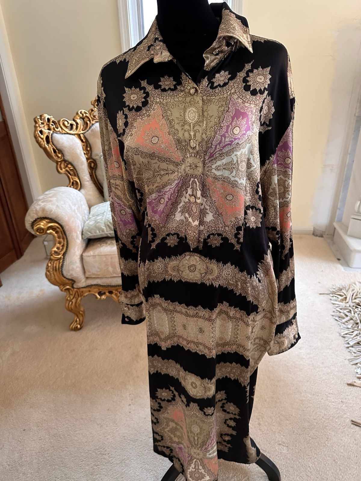 Vintage 2000’s-ROBERTO CAVALLI Occasion Dress Size L Stretchy!! Body fitting!!