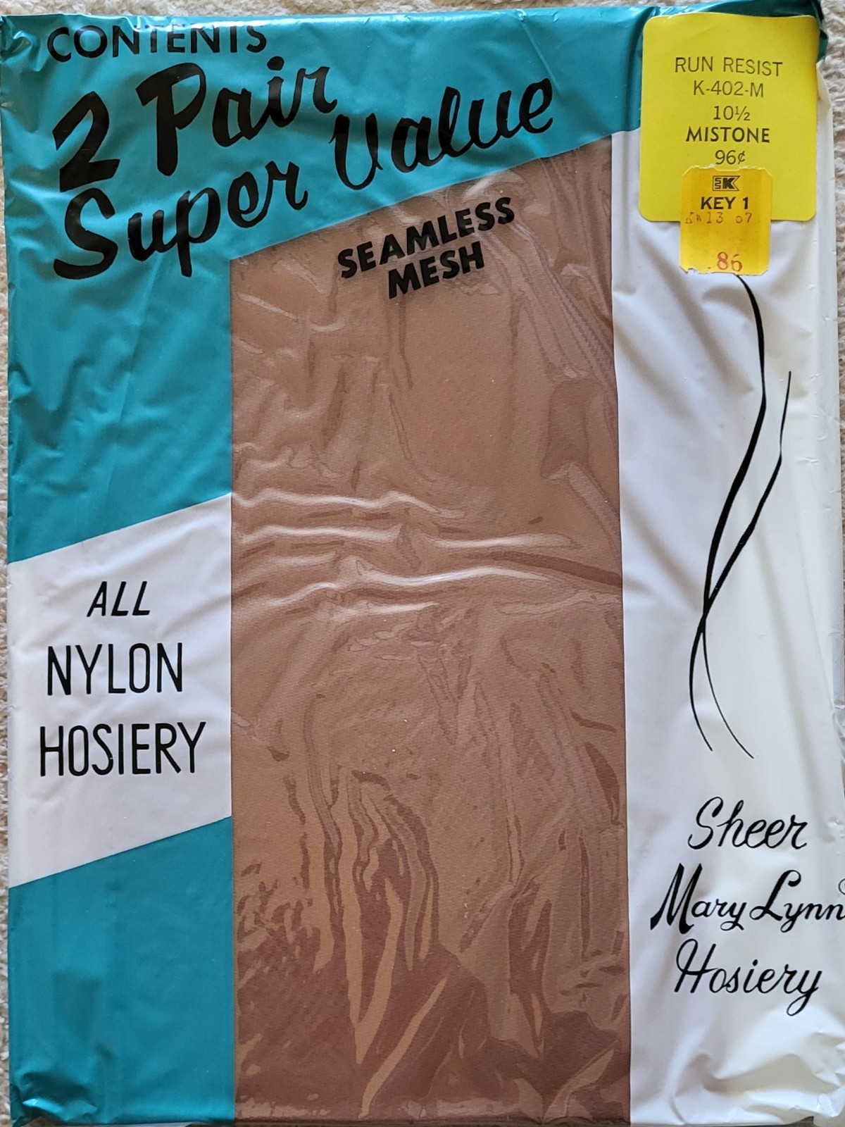 VTG 4 Pairs Mary Lynne Super Value Nylon Seamless Mesh Stockings 10 1/2 Mistone