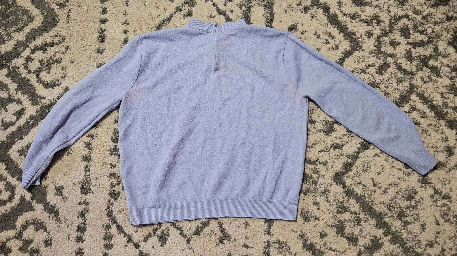 Vintage Kingsley Womens Mock Neck Sweater Periwinkle Blue Back Zip Knit Top
