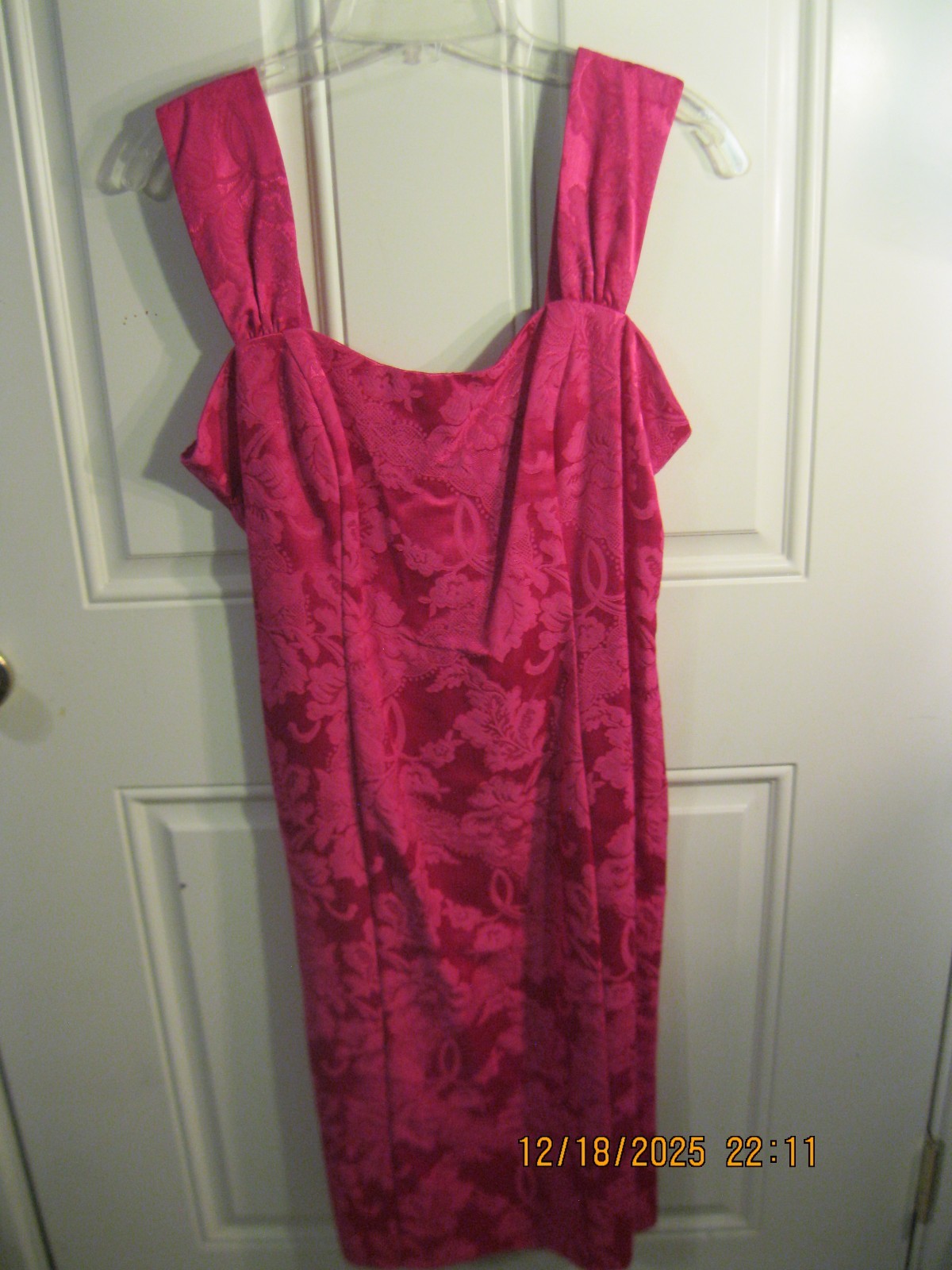 Vtg 80s Fuchsia Brocade Dress Suit Embroidered Rhinestones Retro Sz 12-NWT