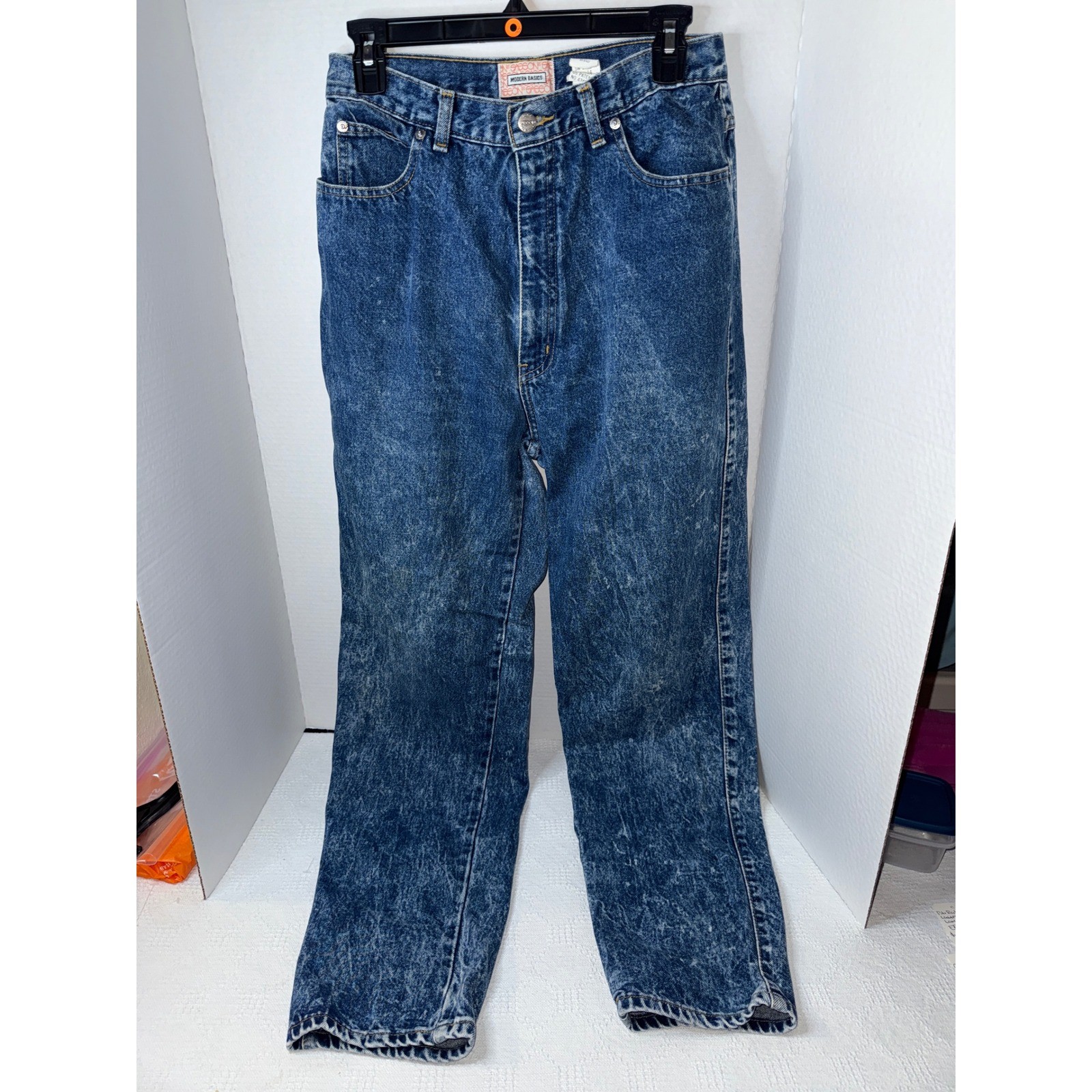 Vintage Modern Basics Acid Wash Jeans Size 14 High Waist Denim Blue