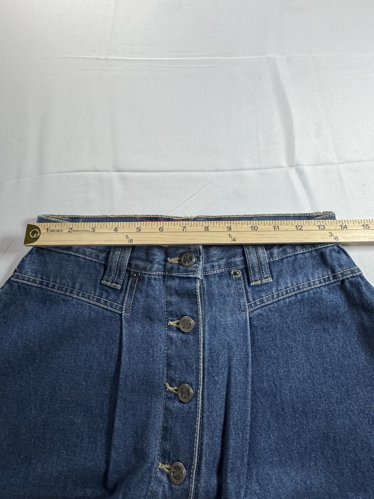 Vintage No Excuses Denim Straight Skirt Femme Fatale Button Front Pleated 9/10