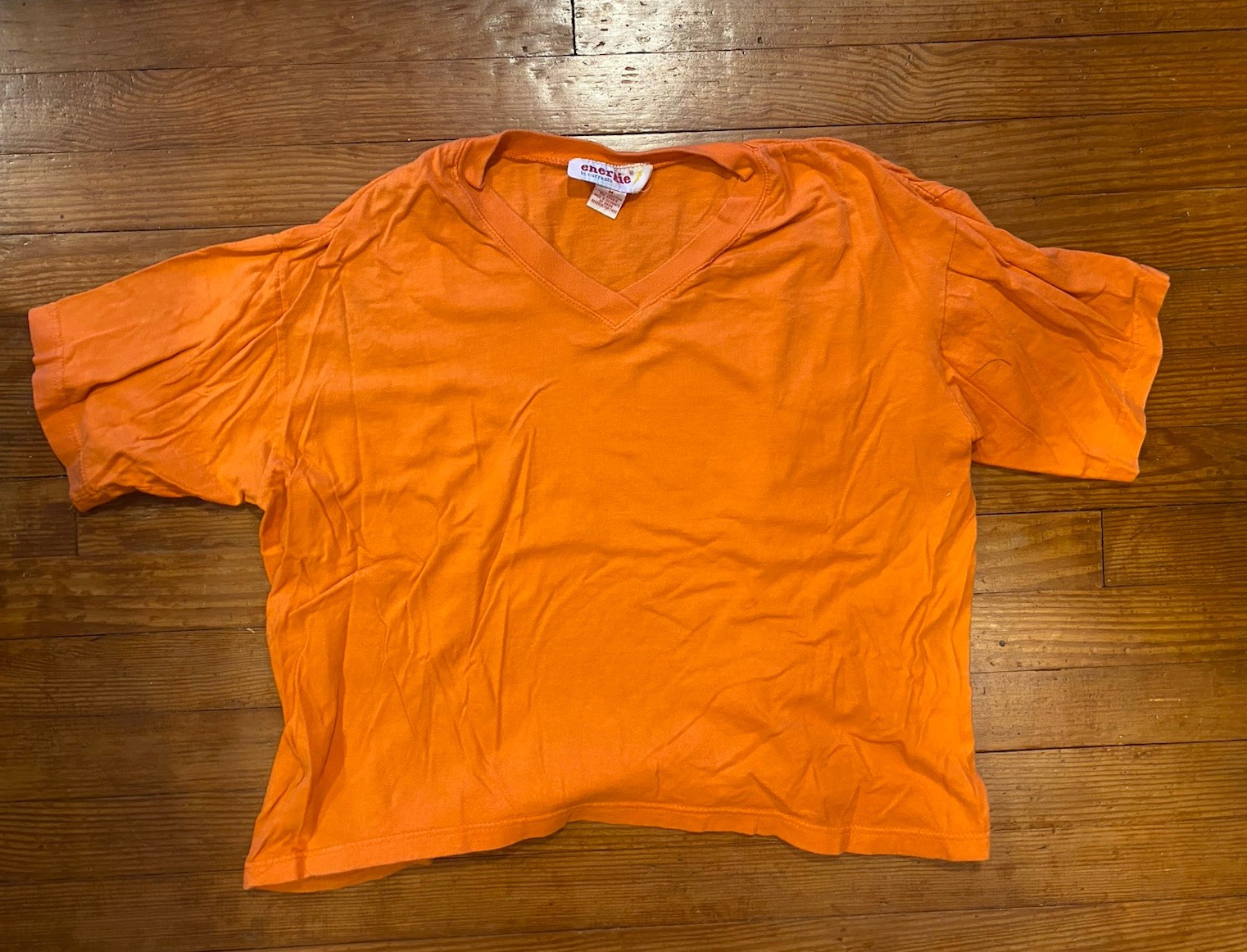 Vintage 80s Women’s energie bi currants Medium Orange Cropped Shirt