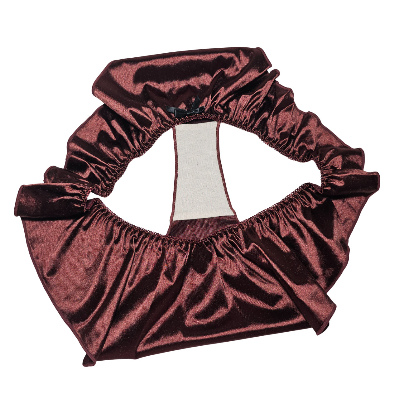 Sissy Glossy Satin Panty Tap Flutter Sleep Short Brown Brief Size 8-9 Hip 42-46″