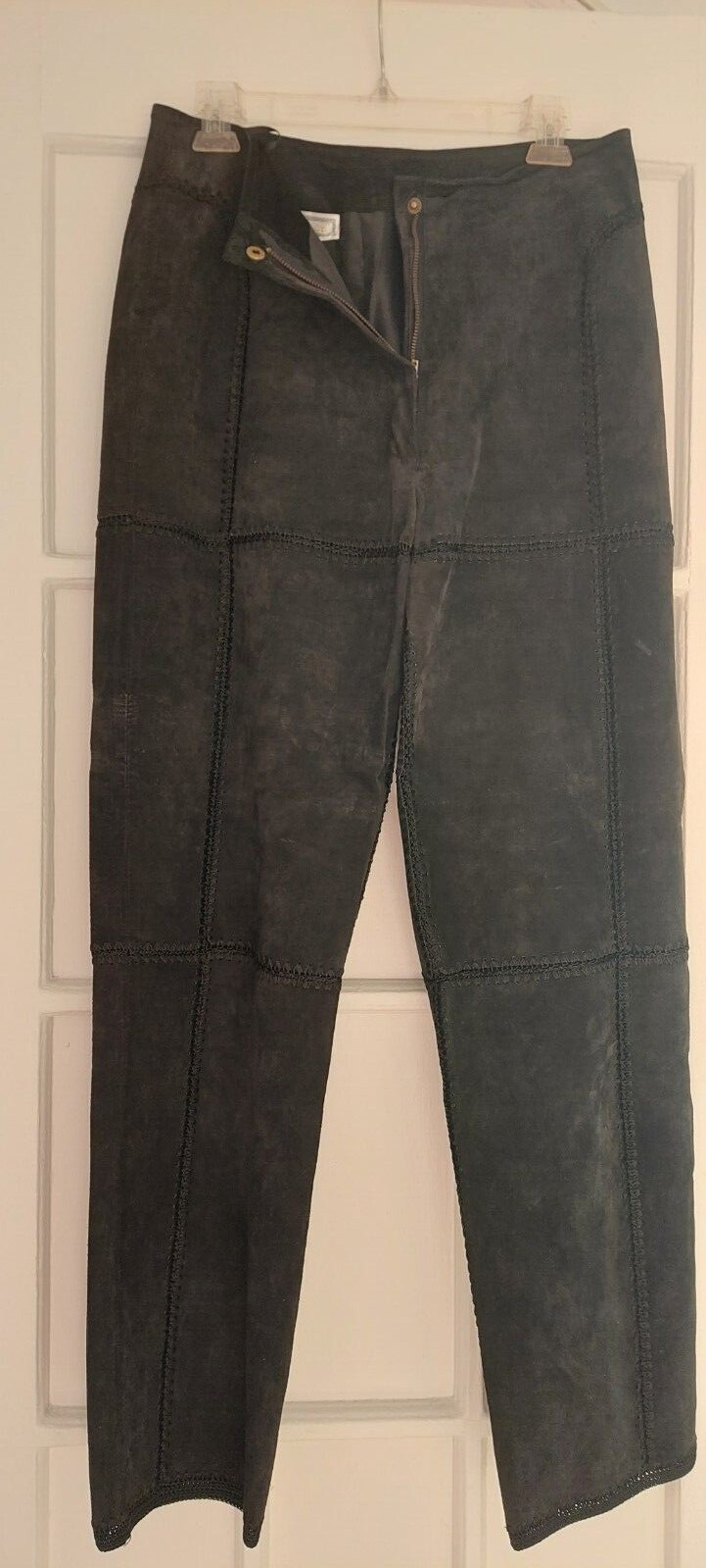 ladies vintage patch leather /rayon pants
