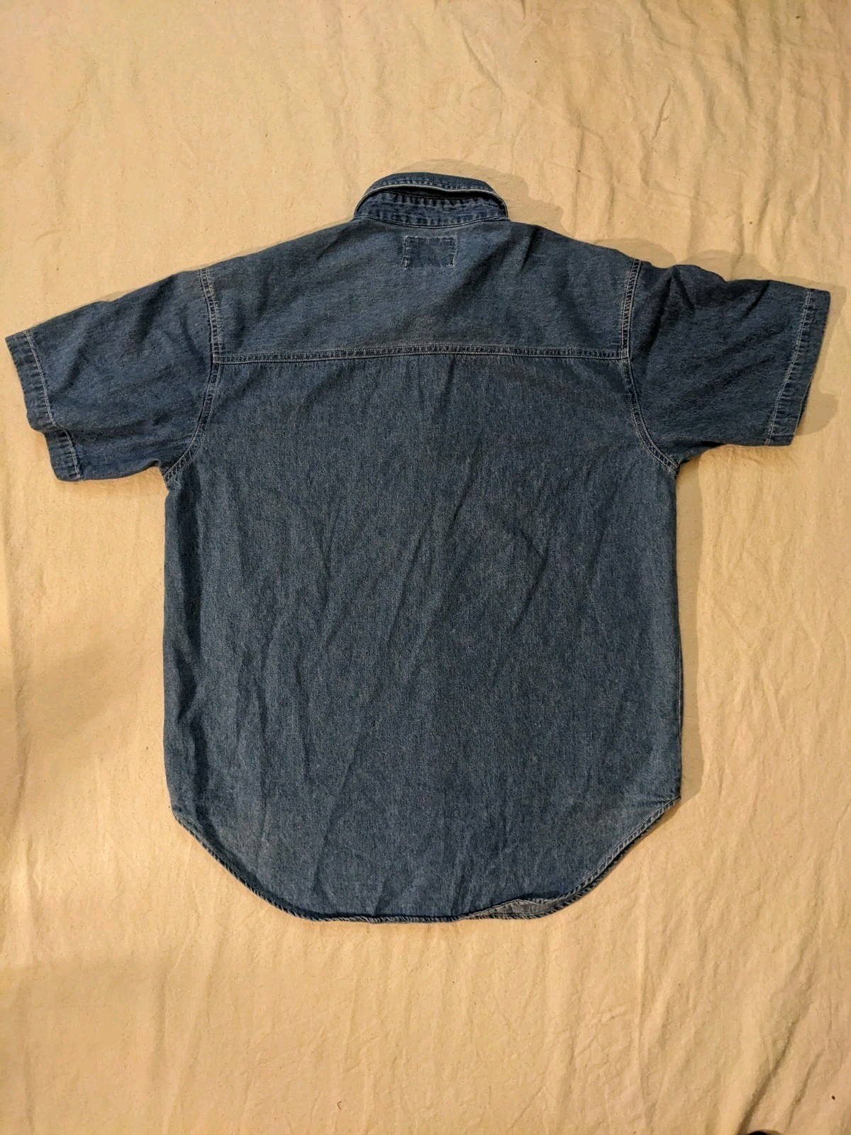 Vintage Let’s Quizz Again Embroidered Button Up Denim Shirt Cowboy Teddy Bears M