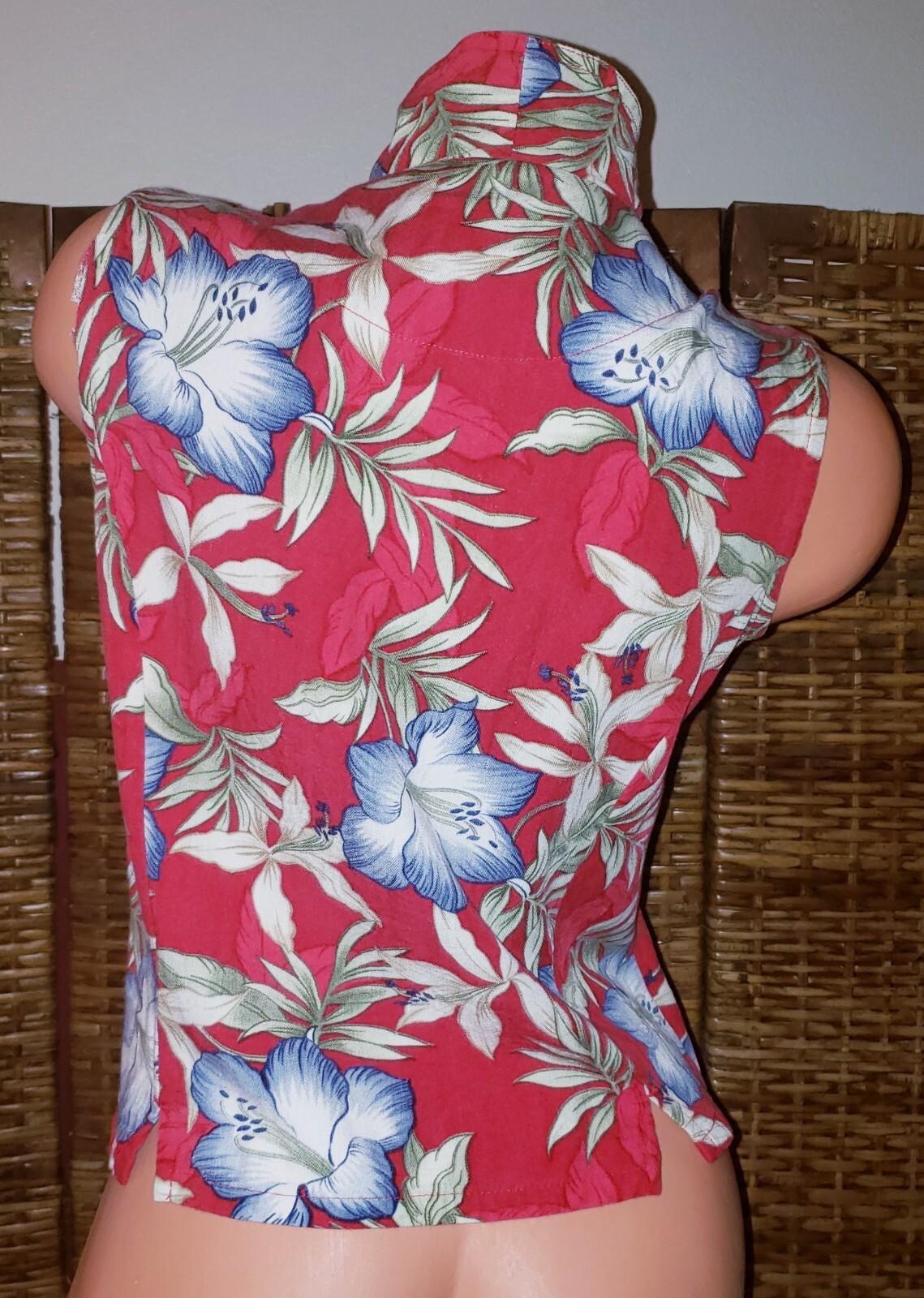 Vintage 90’s Havana Jacks Cafe Sleeveless Hawaiian Rayon Button Up Blouse Sz PL