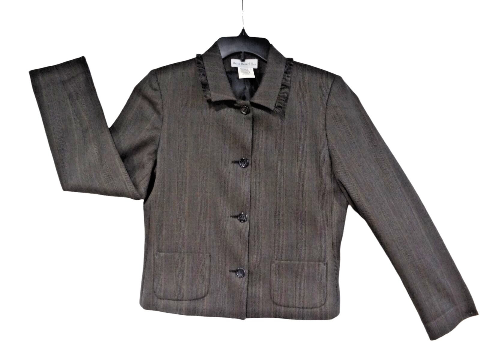 Harve Benard Sport 100% Wool Herringbone Button-Up Retro Blazer Women’s Size 6